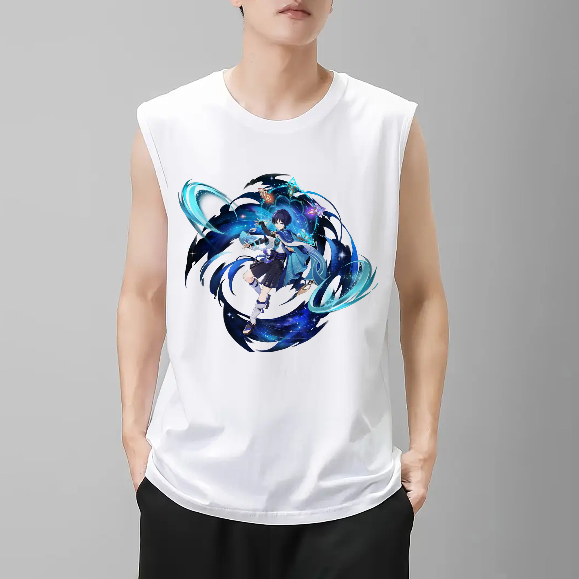 げんし神 さんペい genshin Sanpei コットン100％タンクトップ（フロントプリント）