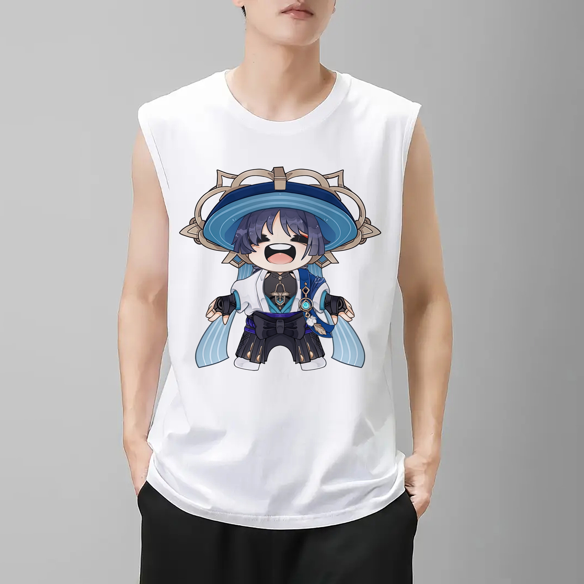 げんし神 さんペい genshin Sanpei コットン100％タンクトップ（フロントプリント）