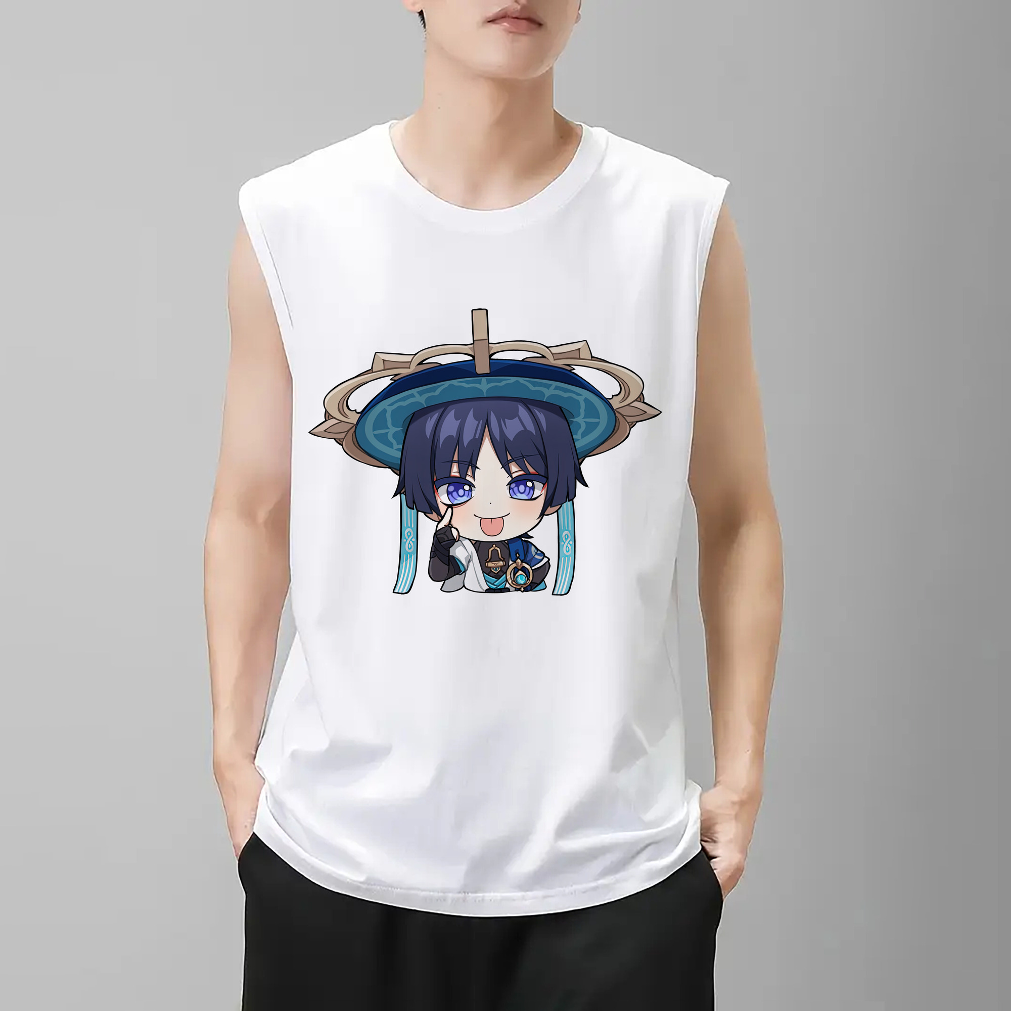 げんし神 さんペい genshin Sanpei コットン100％タンクトップ（フロントプリント）