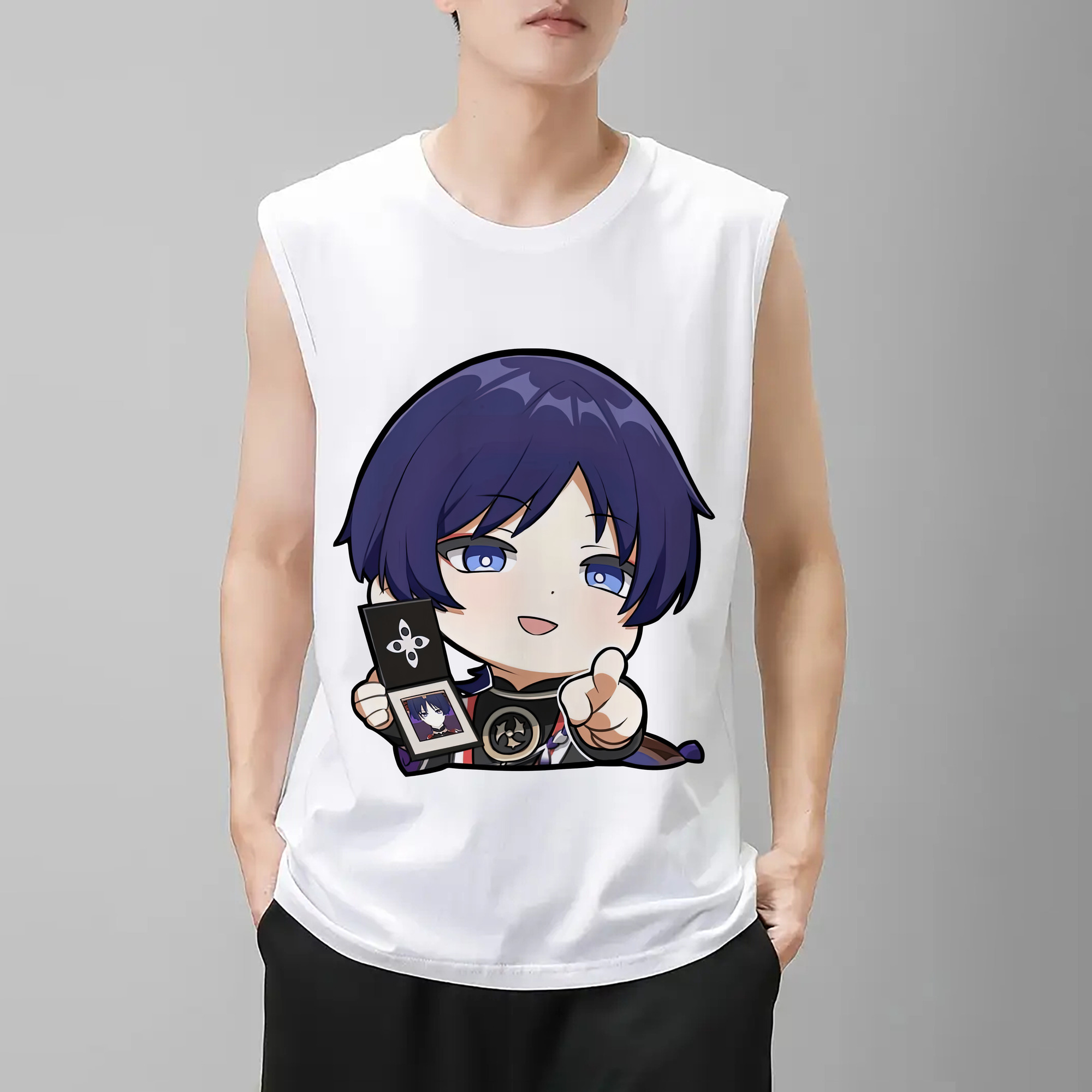 げんし神 さんペい genshin Sanpei コットン100％タンクトップ（フロントプリント）