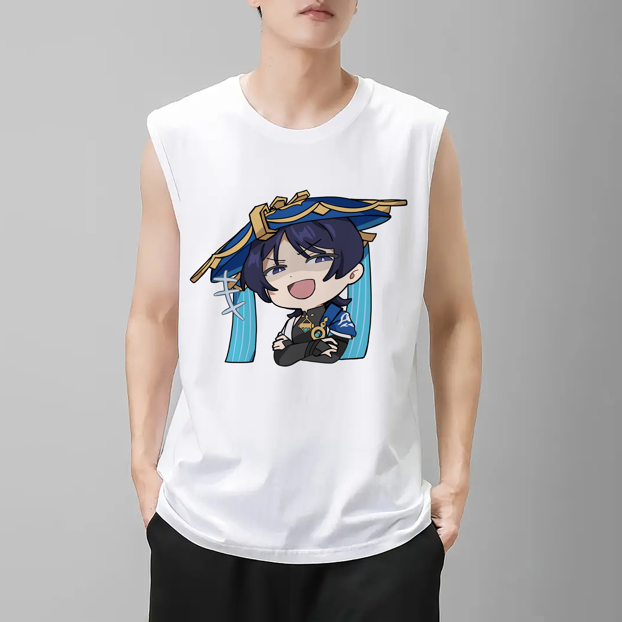 げんし神 さんペい genshin Sanpei コットン100％タンクトップ（フロントプリント）