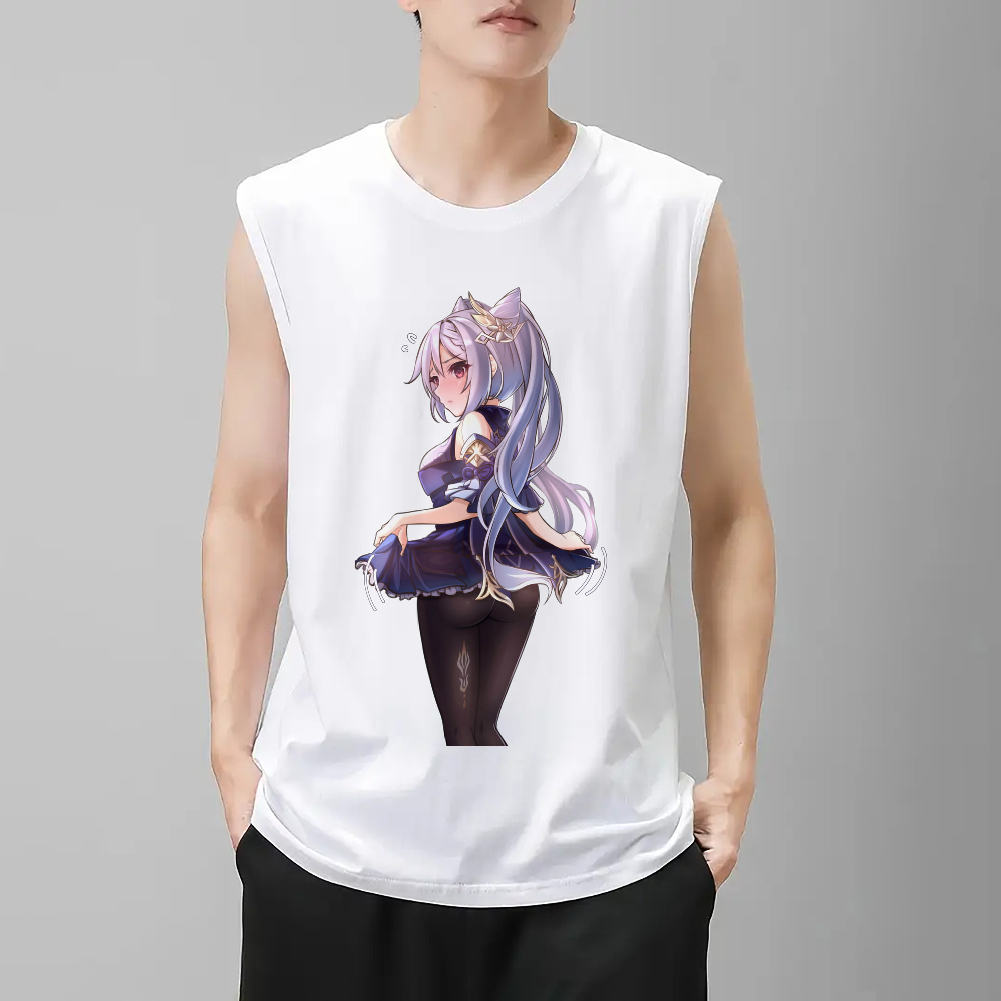 げんし神 刻晴 こくせい genshin Kokusei コットン100％タンクトップ（フロントプリント）