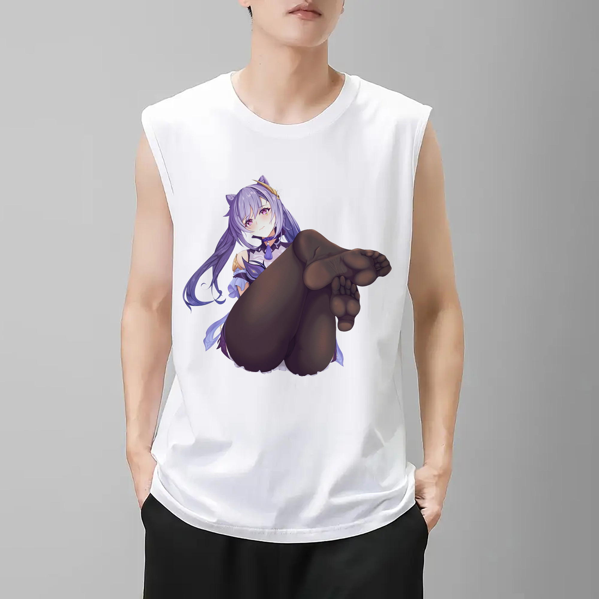 げんし神 刻晴 こくせい genshin Kokusei コットン100％タンクトップ（フロントプリント）