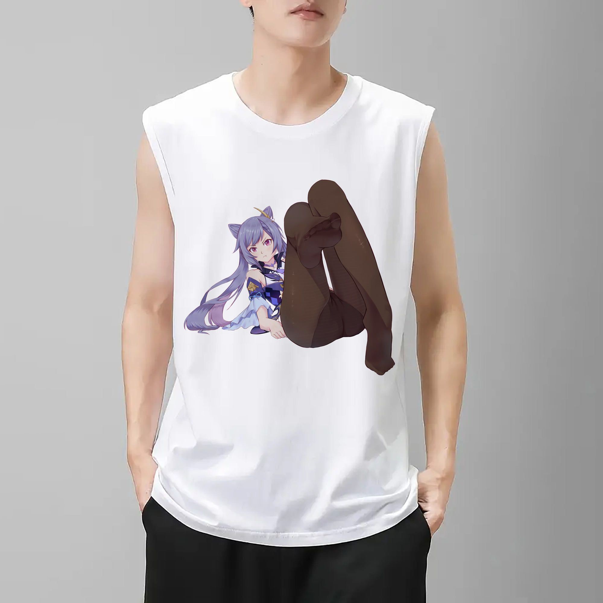 げんし神 刻晴 こくせい genshin Kokusei コットン100％タンクトップ（フロントプリント）