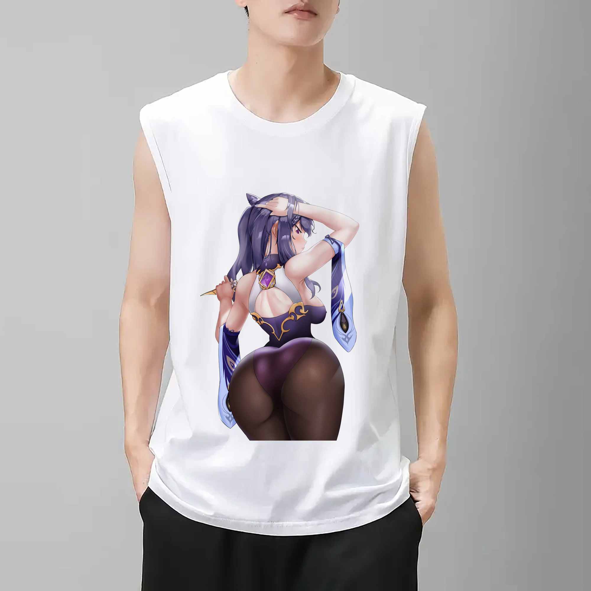 げんし神 刻晴 こくせい genshin Kokusei コットン100％タンクトップ（フロントプリント）