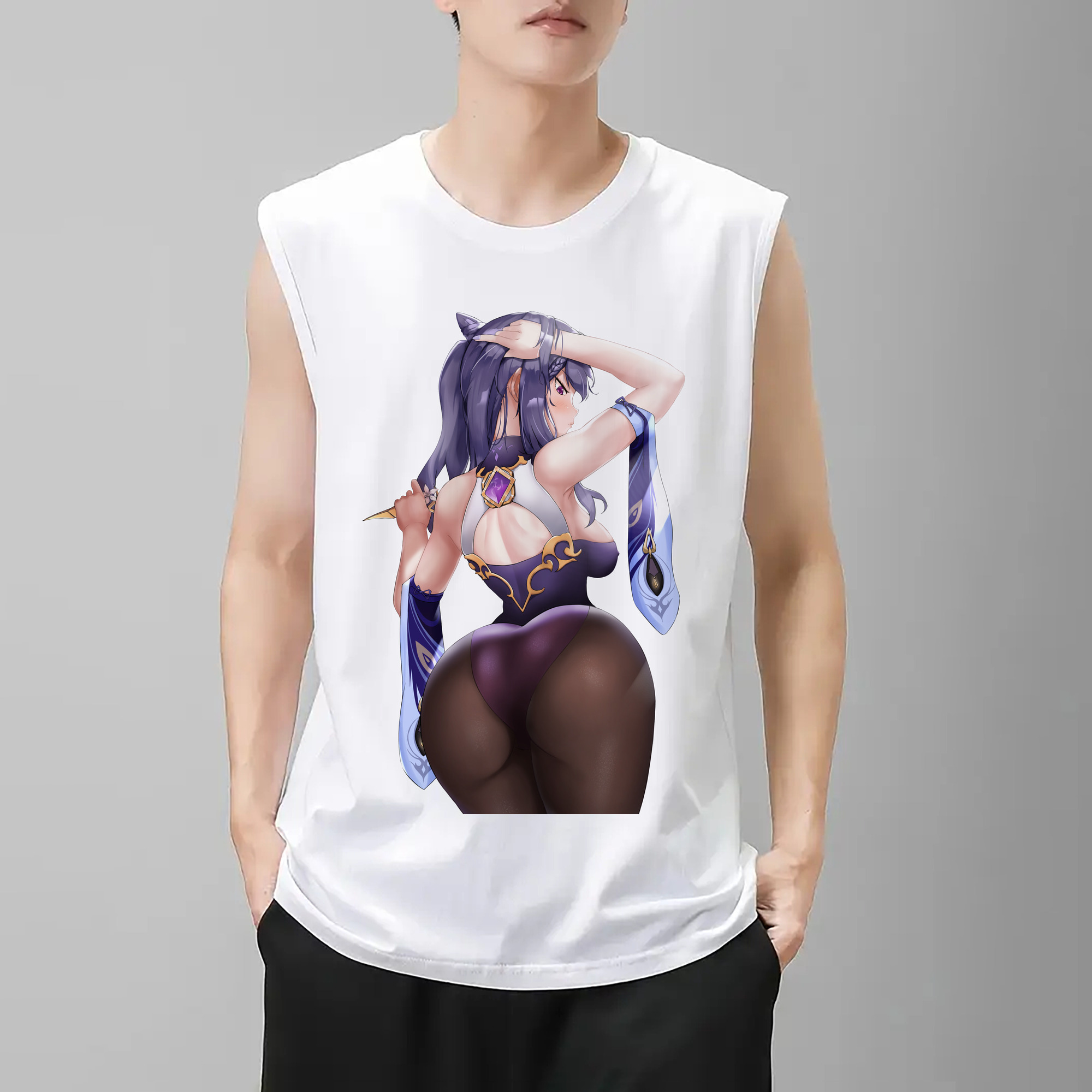 げんし神 刻晴 こくせい genshin Kokusei コットン100％タンクトップ（フロントプリント）