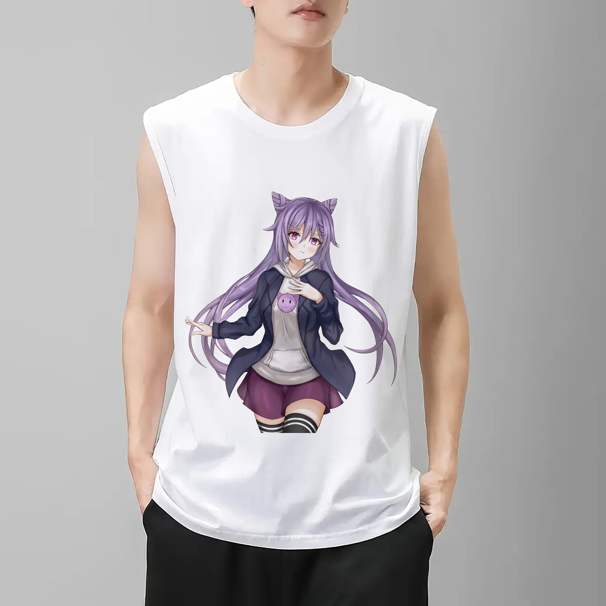 げんし神 刻晴 こくせい genshin Kokusei コットン100％タンクトップ（フロントプリント）