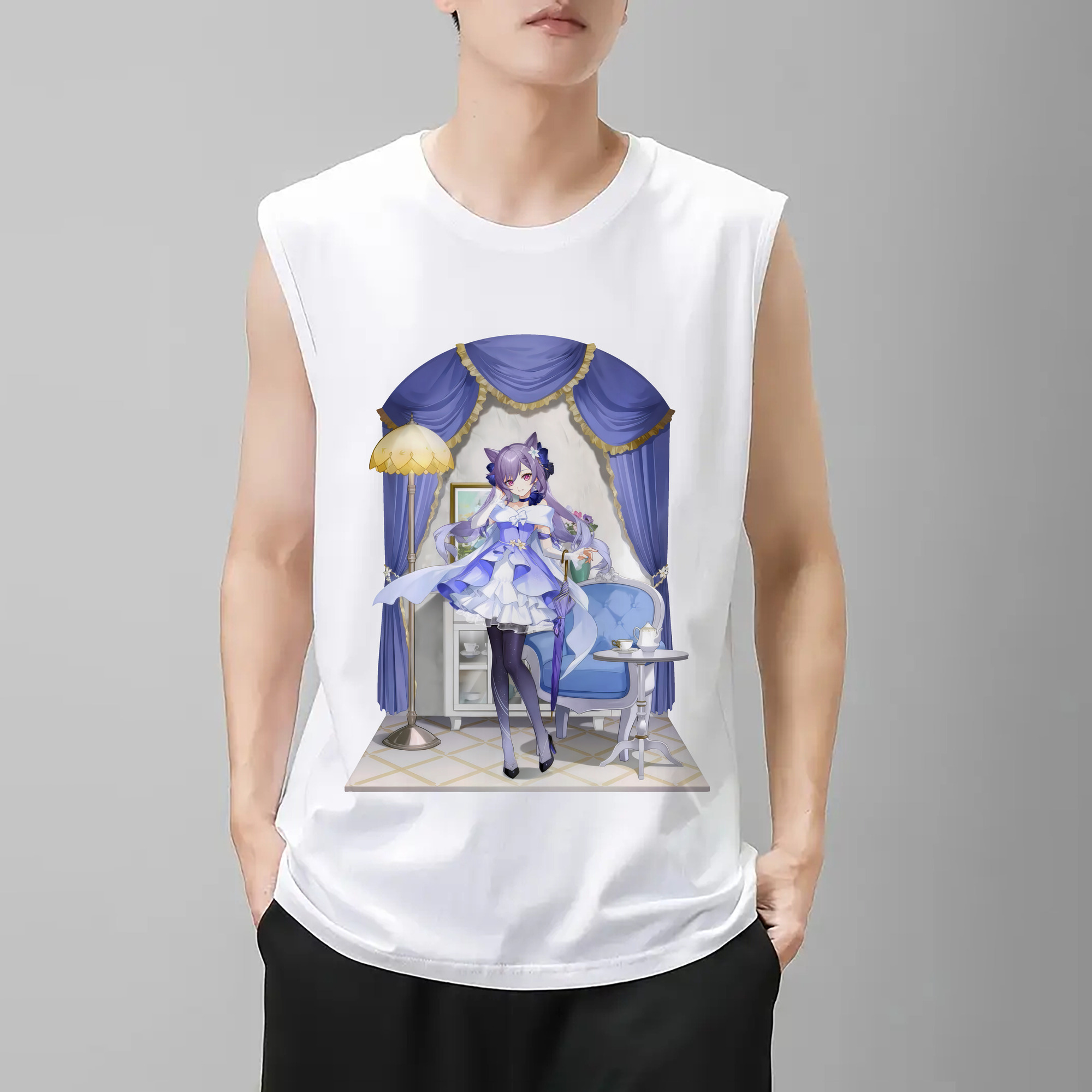 げんし神 刻晴 こくせい genshin Kokusei コットン100％タンクトップ（フロントプリント）