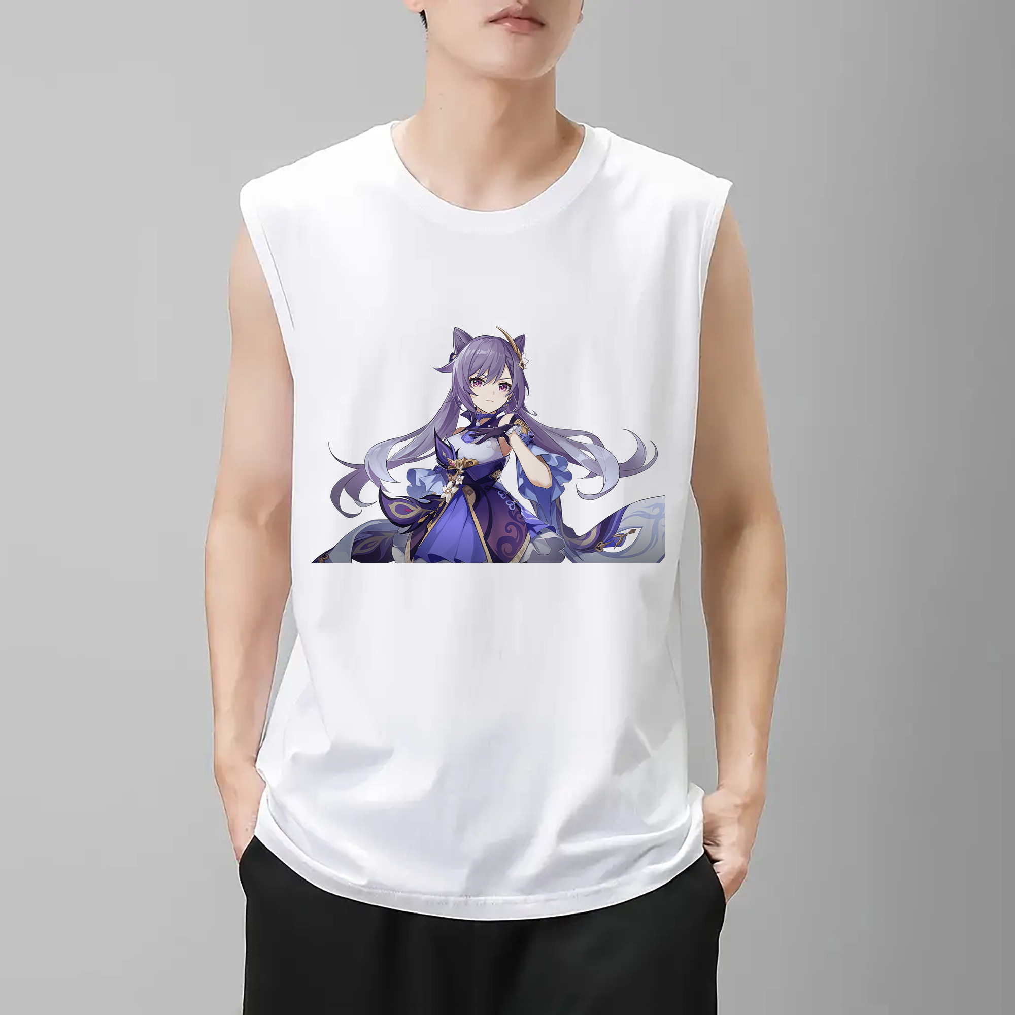 げんし神 刻晴 こくせい genshin Kokusei コットン100％タンクトップ（フロントプリント）