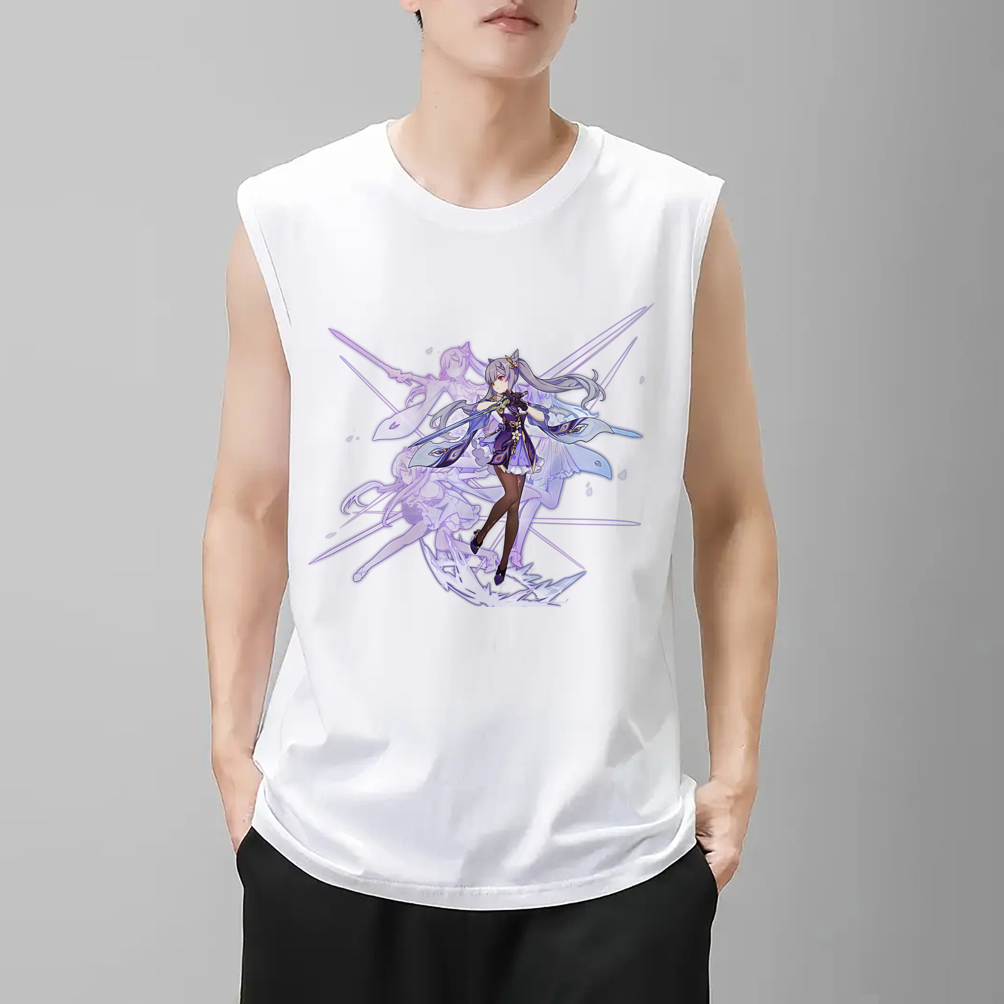 げんし神 刻晴 こくせい genshin Kokusei コットン100％タンクトップ（フロントプリント）