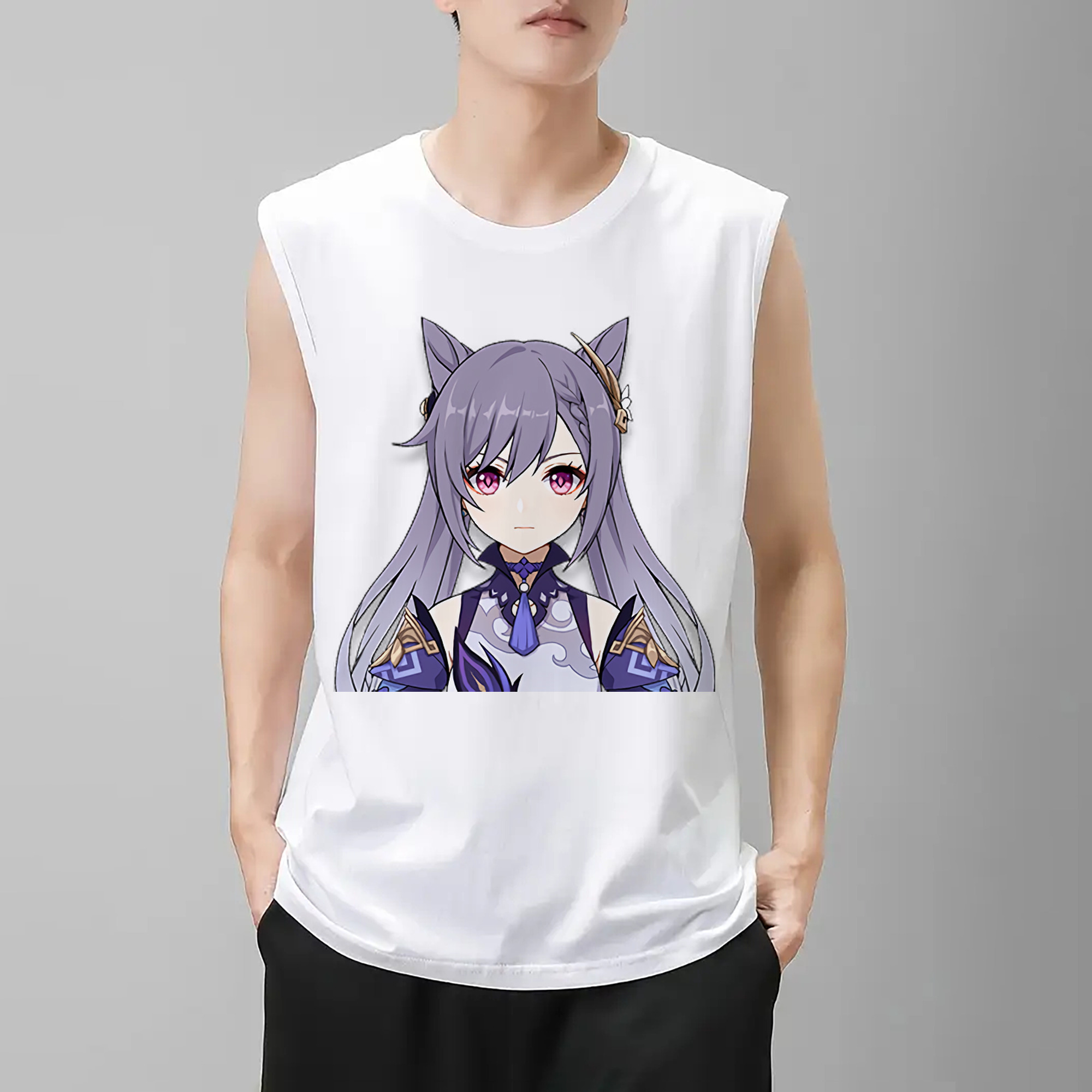 げんし神 刻晴 こくせい genshin Kokusei コットン100％タンクトップ（フロントプリント）