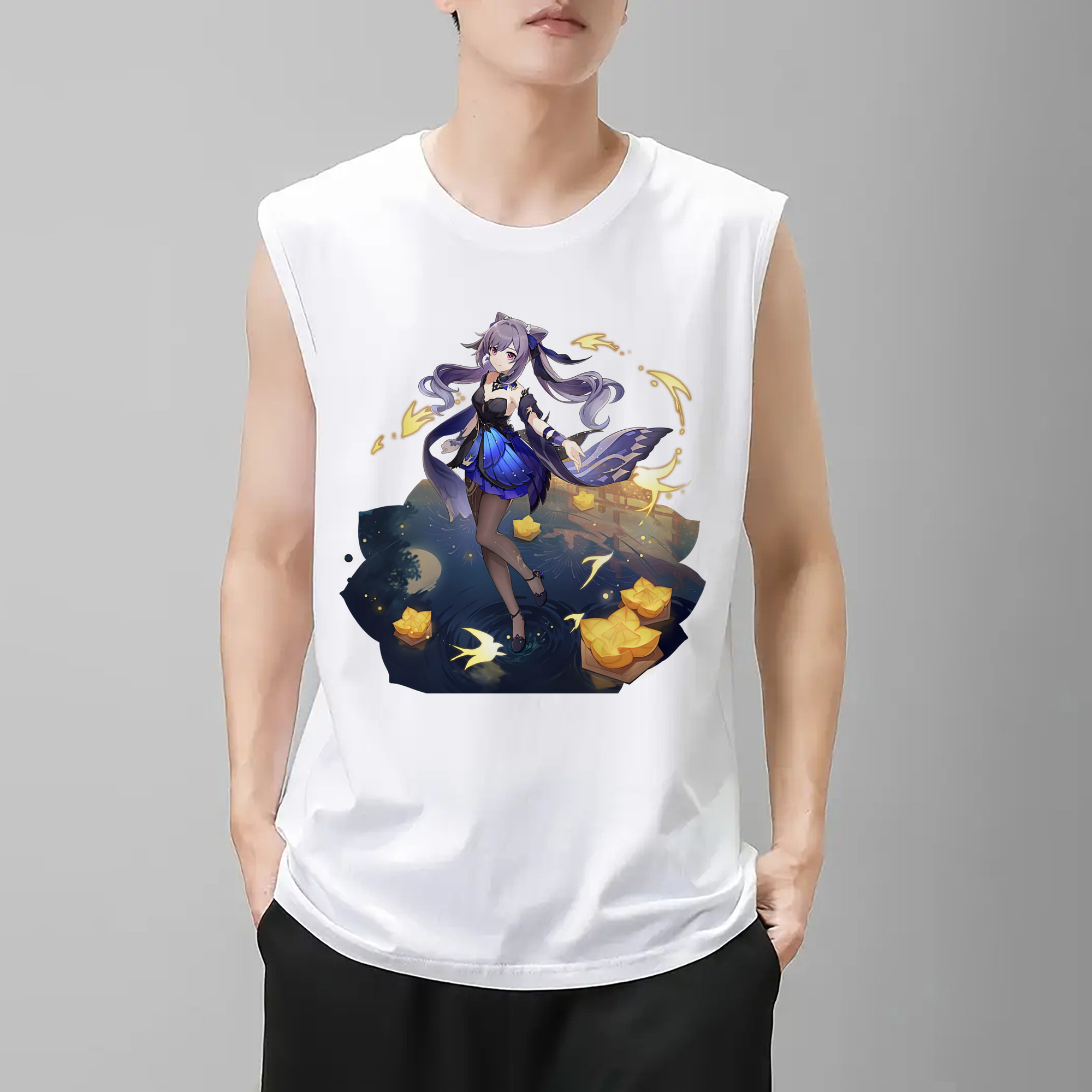 げんし神 刻晴 こくせい genshin Kokusei コットン100％タンクトップ（フロントプリント）