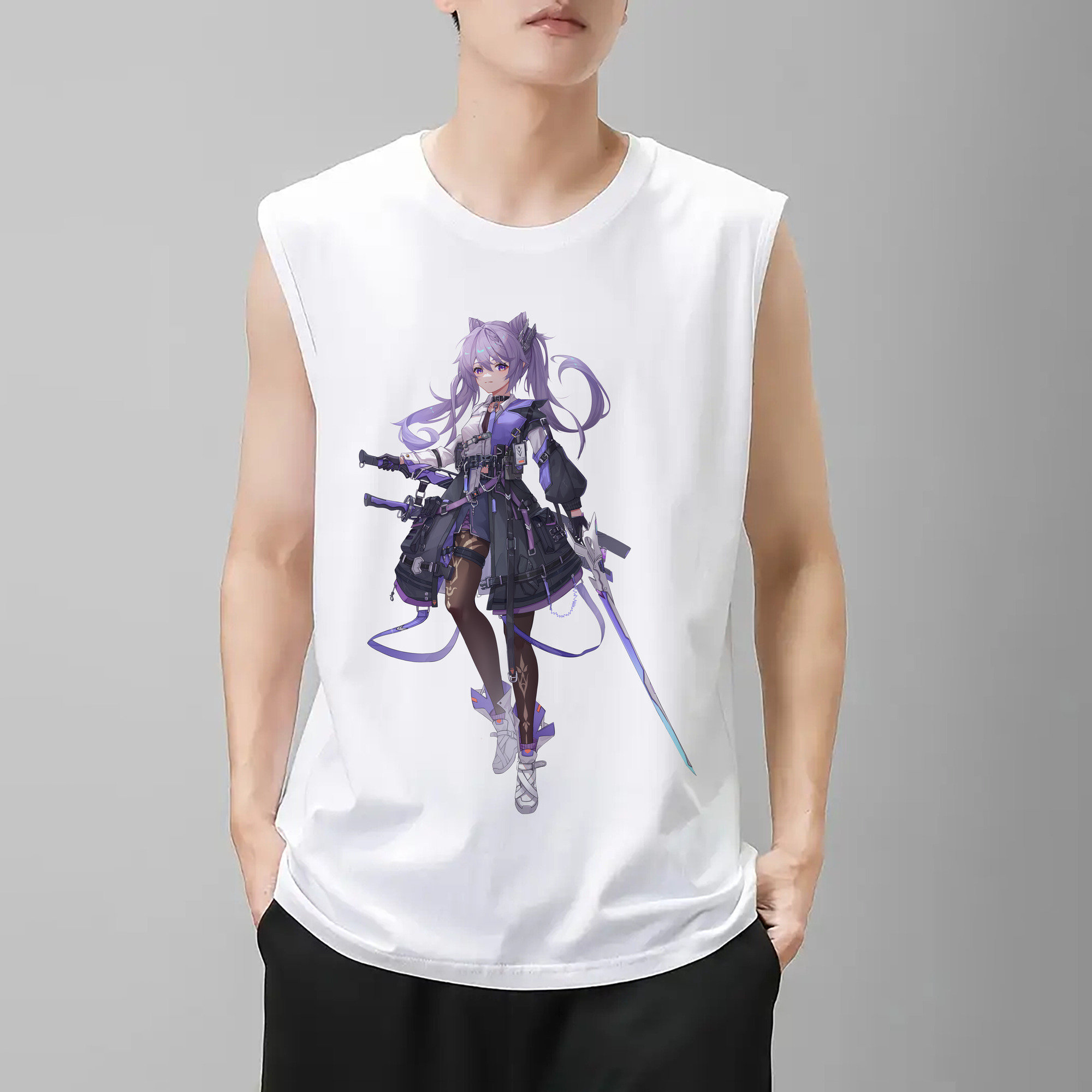 げんし神 刻晴 こくせい genshin Kokusei コットン100％タンクトップ（フロントプリント）