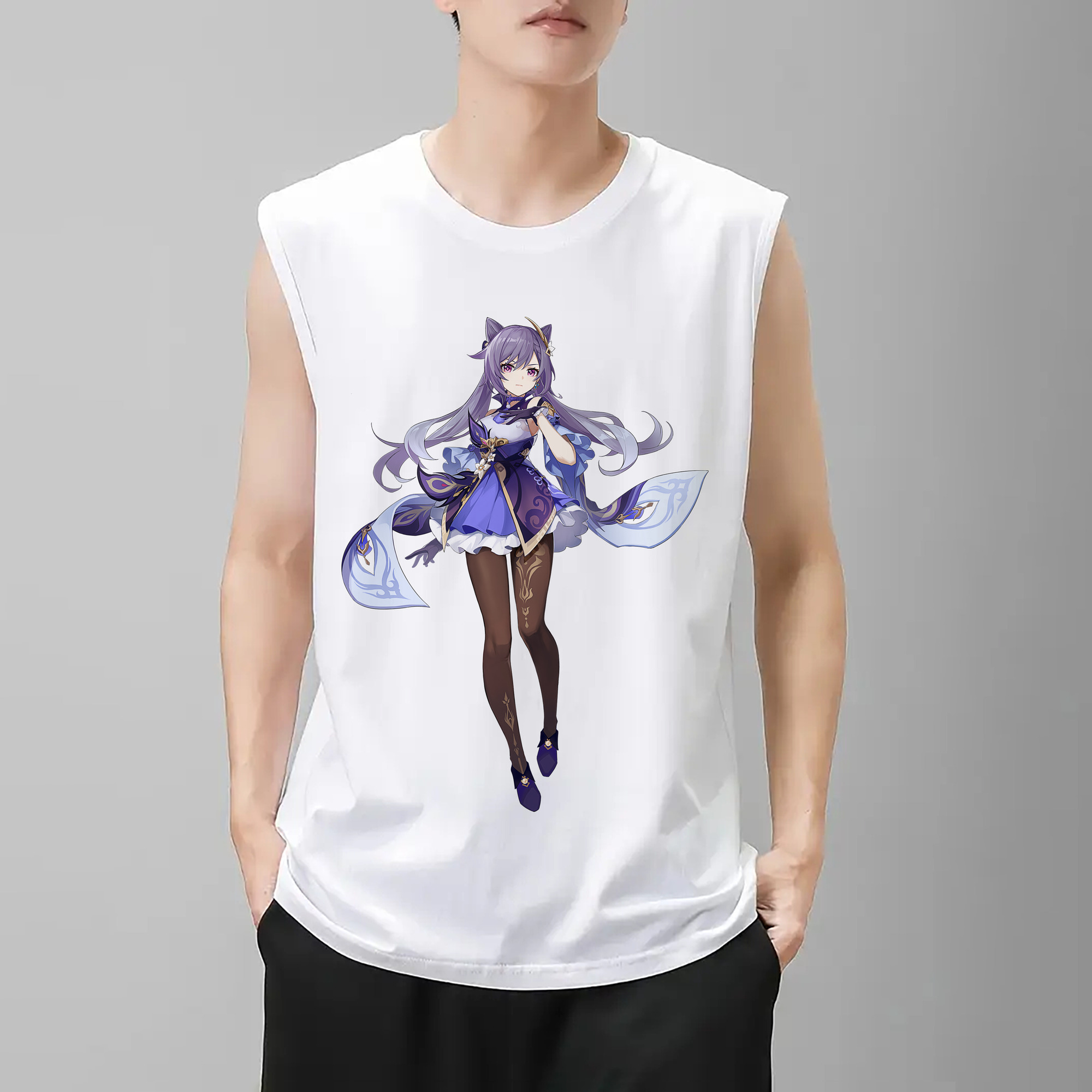 げんし神 刻晴 こくせい genshin Kokusei コットン100％タンクトップ（フロントプリント）