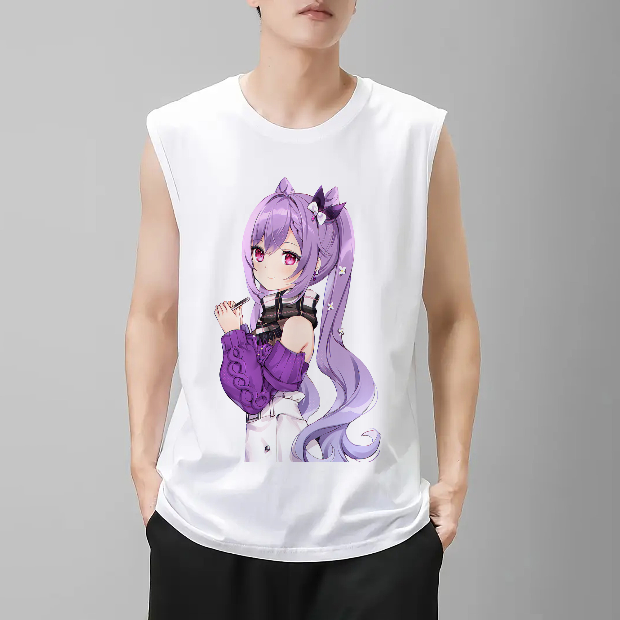 げんし神 刻晴 こくせい genshin Kokusei コットン100％タンクトップ（フロントプリント）