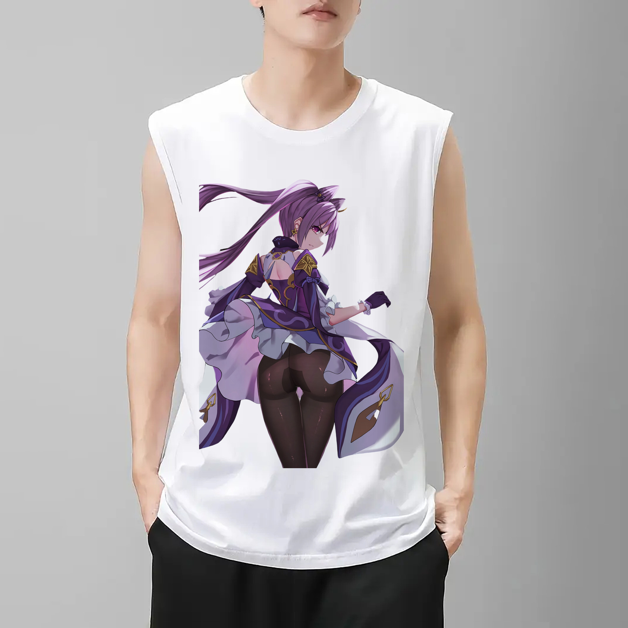 げんし神 刻晴 こくせい genshin Kokusei コットン100％タンクトップ（フロントプリント）