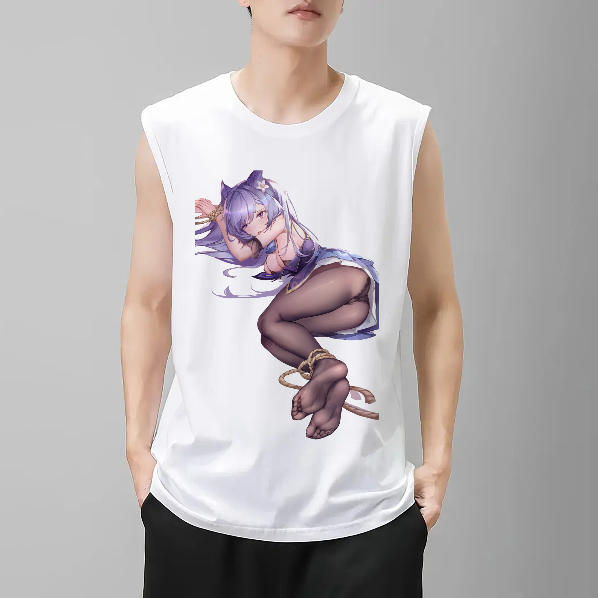 げんし神 刻晴 こくせい genshin Kokusei コットン100％タンクトップ（フロントプリント）