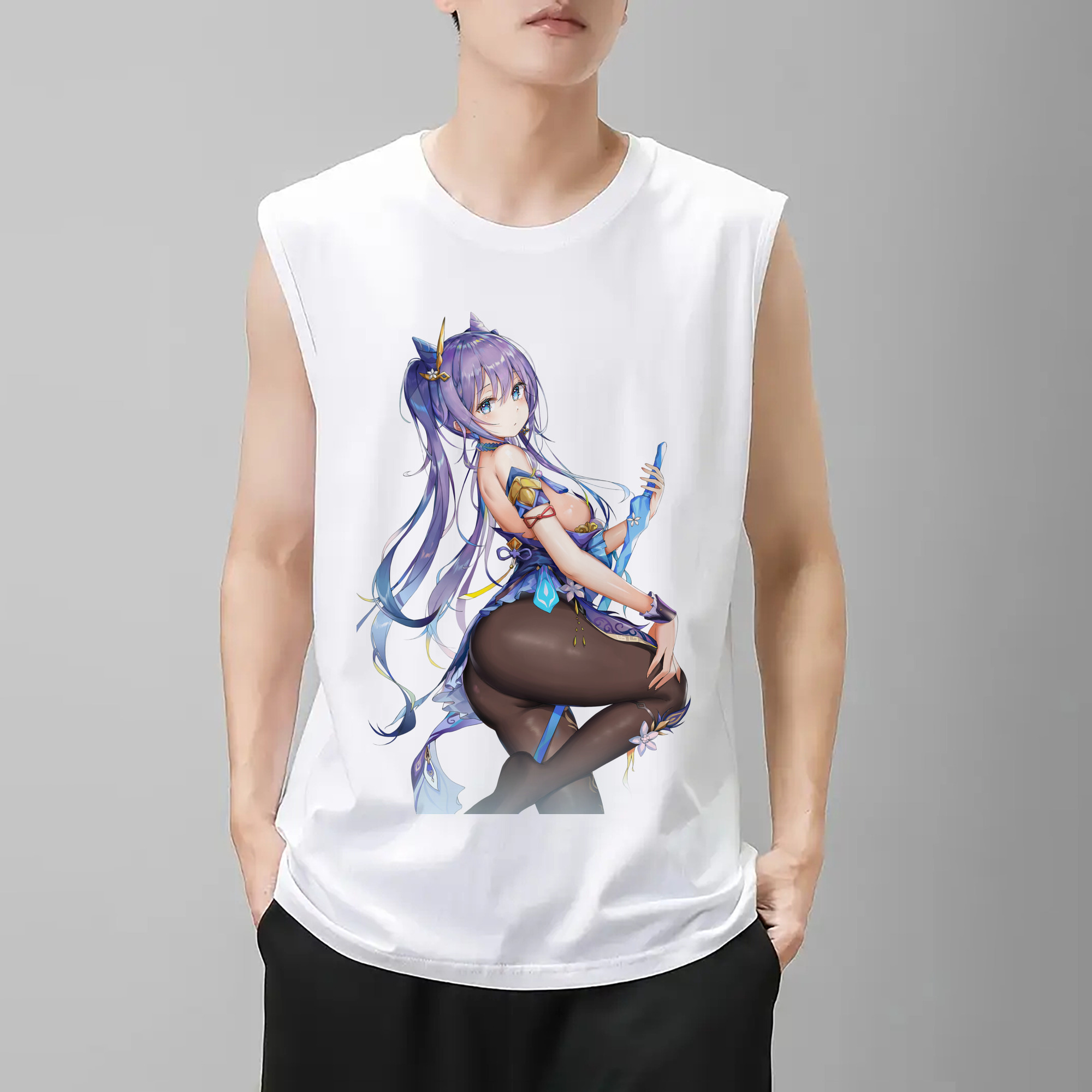 げんし神 刻晴 こくせい genshin Kokusei コットン100％タンクトップ（フロントプリント）