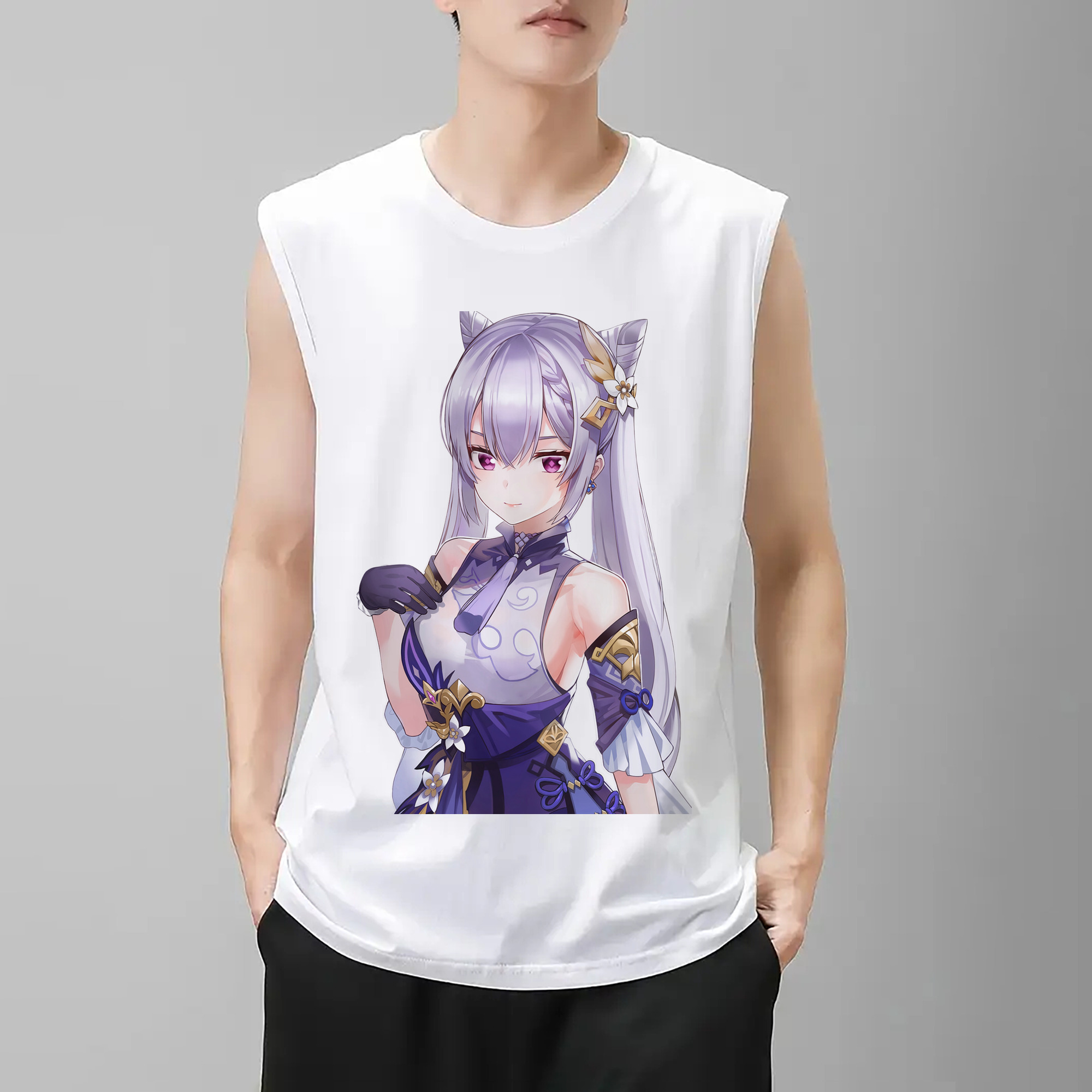 げんし神 刻晴 こくせい genshin Kokusei コットン100％タンクトップ（フロントプリント）