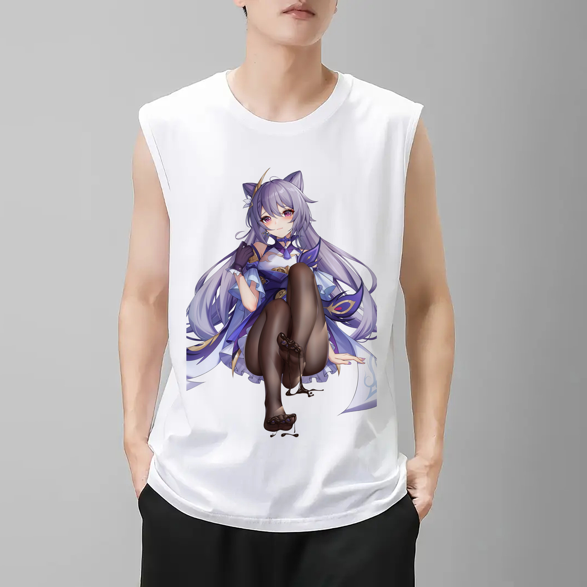 げんし神 刻晴 こくせい genshin Kokusei コットン100％タンクトップ（フロントプリント）