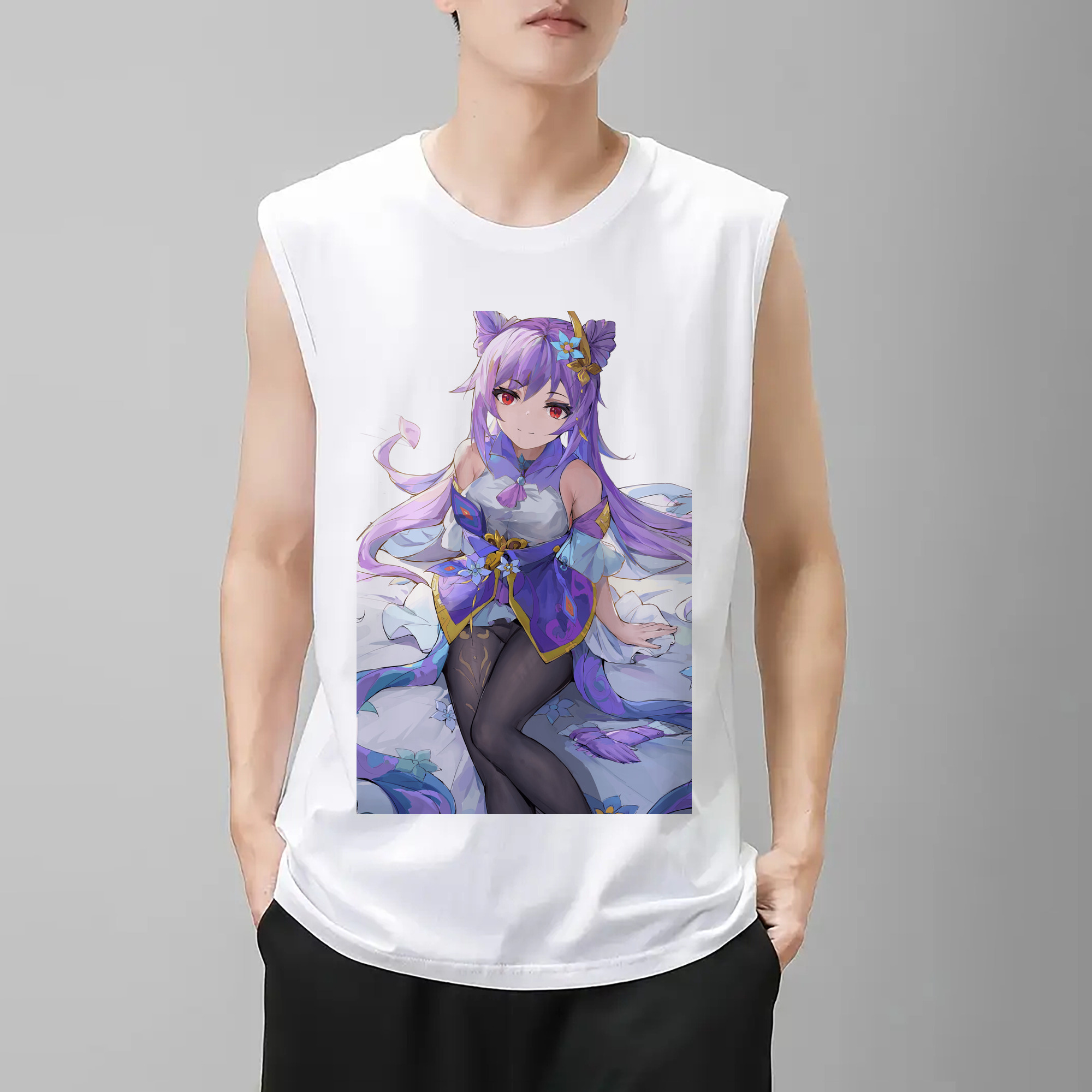 げんし神 刻晴 こくせい genshin Kokusei コットン100％タンクトップ（フロントプリント）