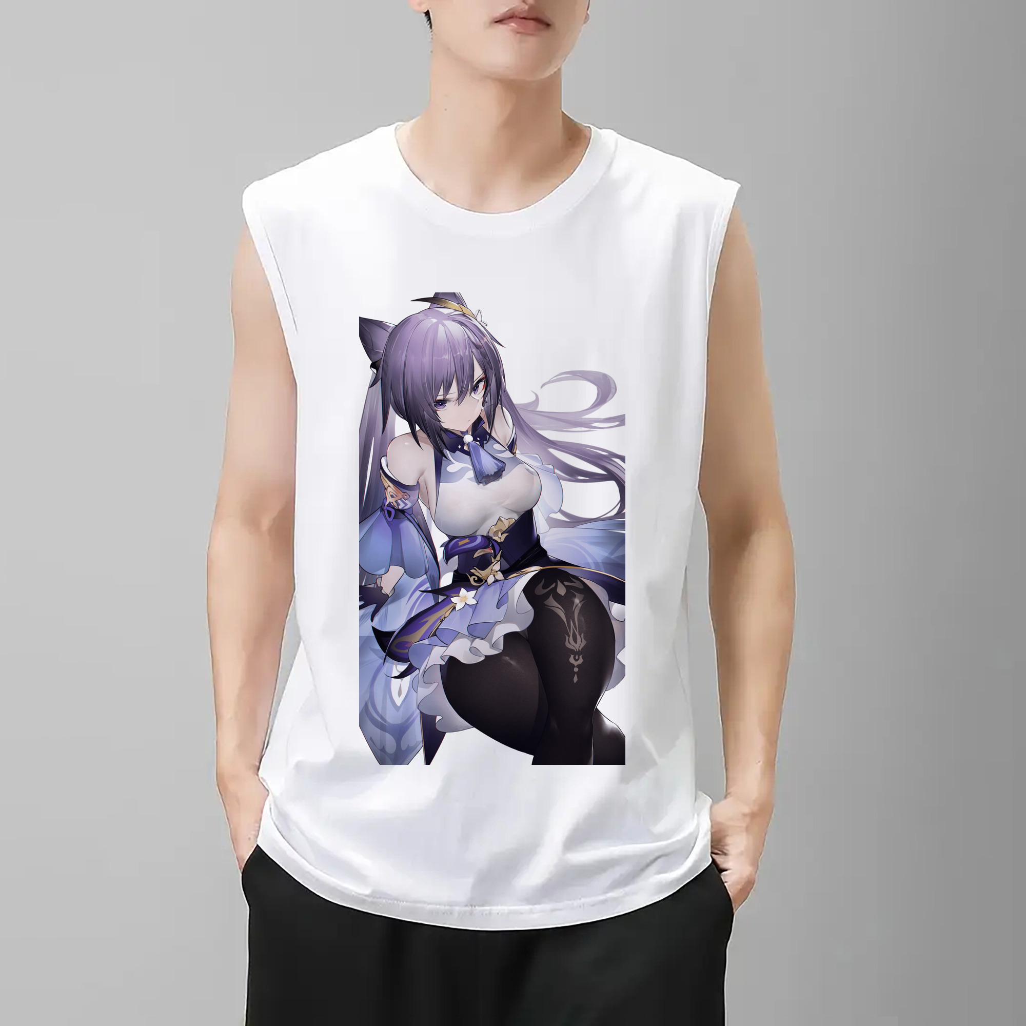 げんし神 刻晴 こくせい genshin Kokusei コットン100％タンクトップ（フロントプリント）