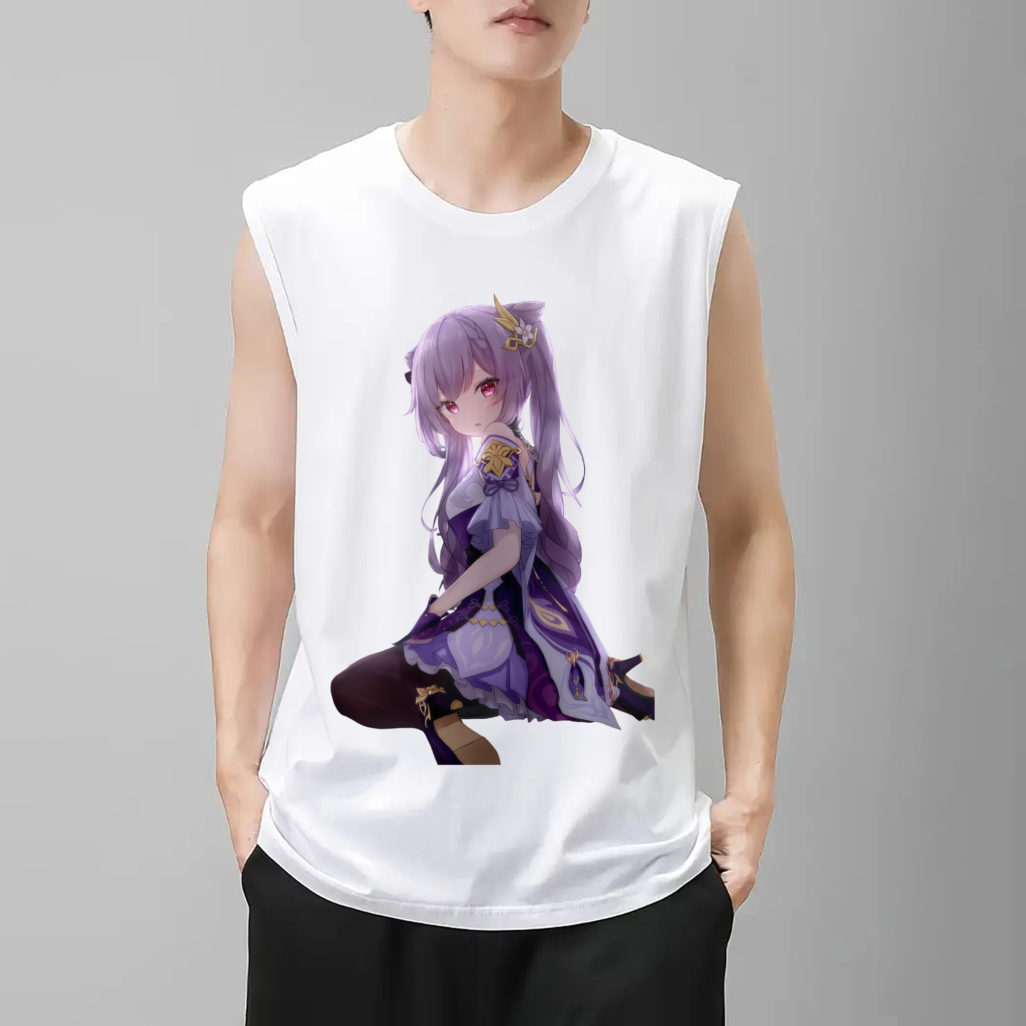 げんし神 刻晴 こくせい genshin Kokusei コットン100％タンクトップ（フロントプリント）
