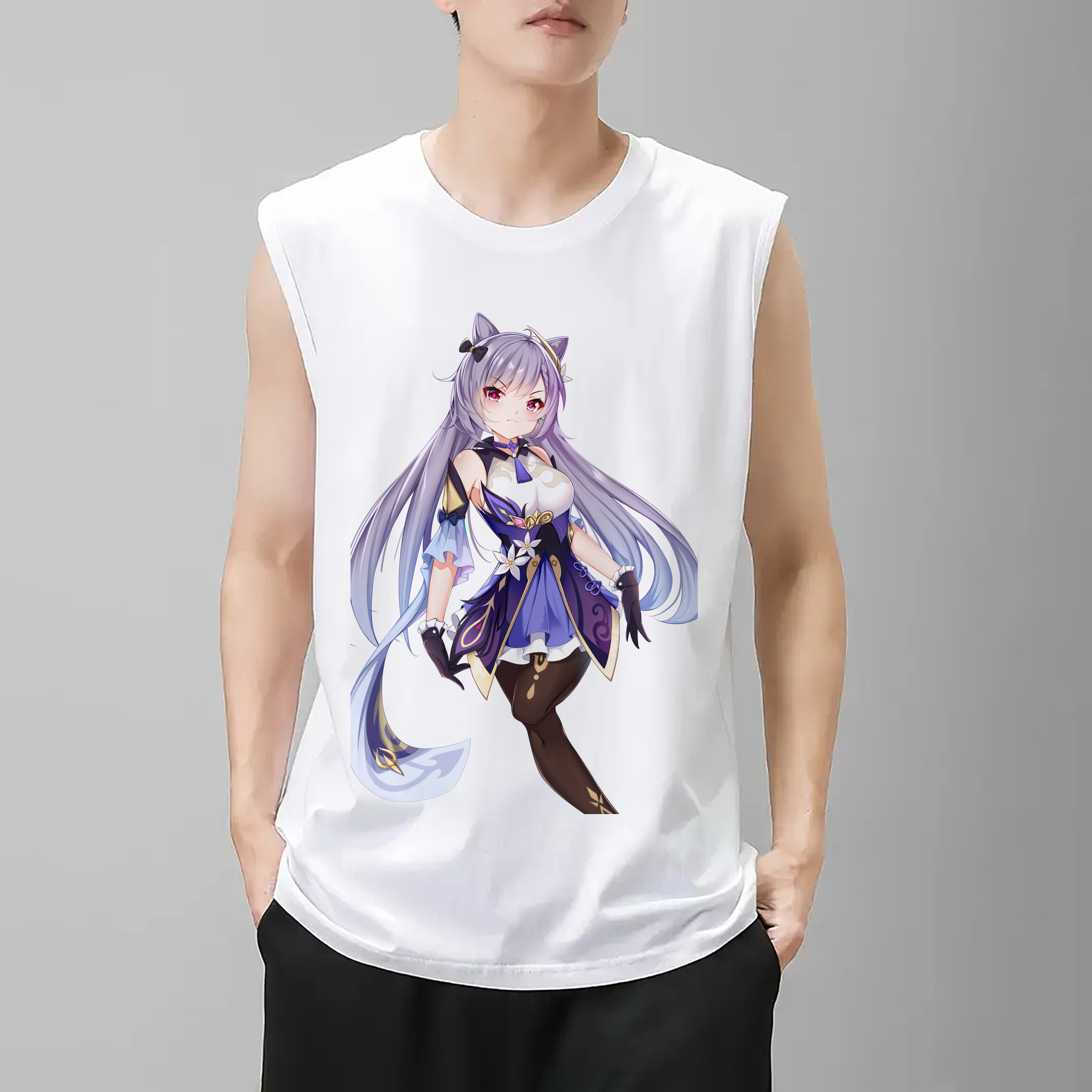 げんし神 刻晴 こくせい genshin Kokusei コットン100％タンクトップ（フロントプリント）