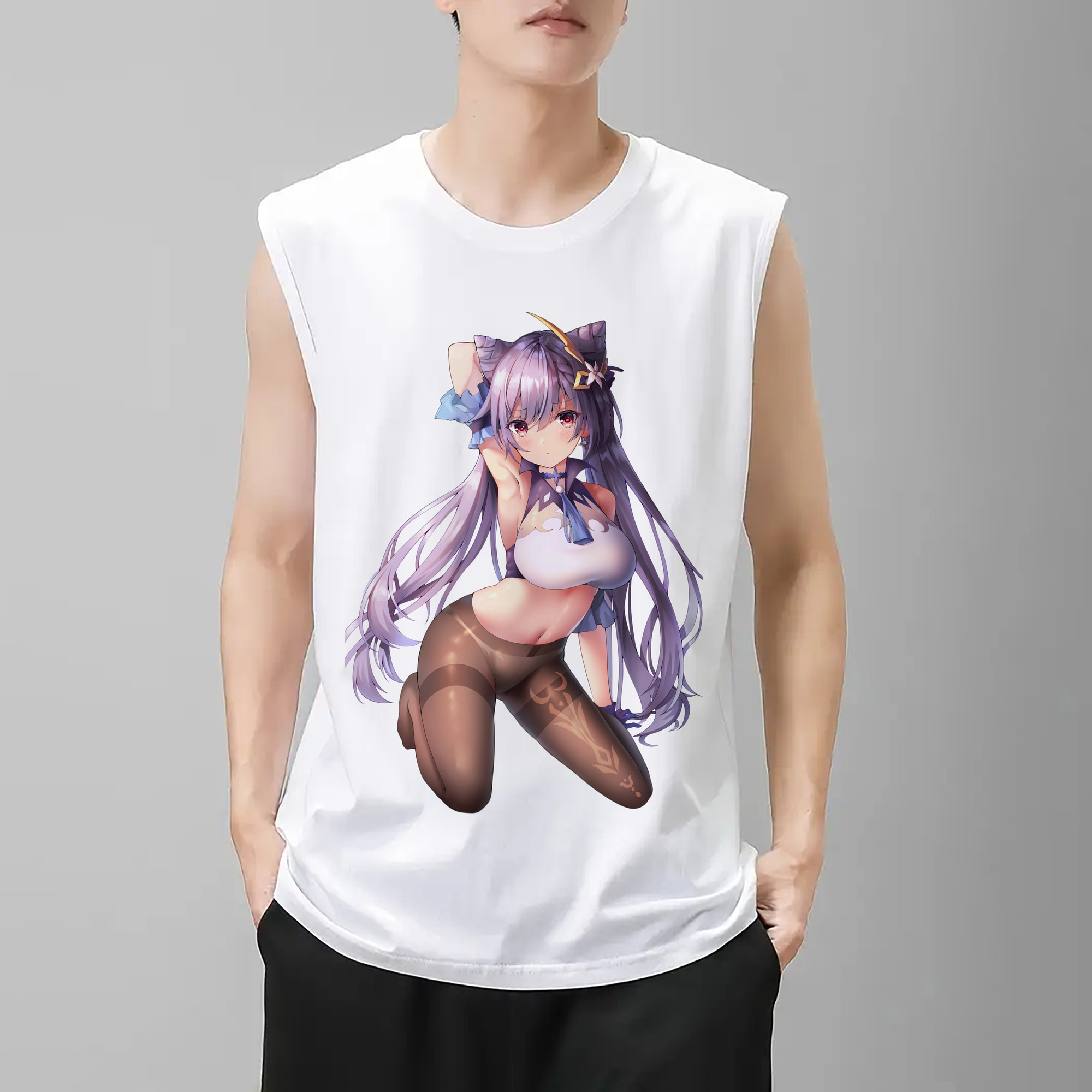 げんし神 刻晴 こくせい genshin Kokusei コットン100％タンクトップ（フロントプリント）