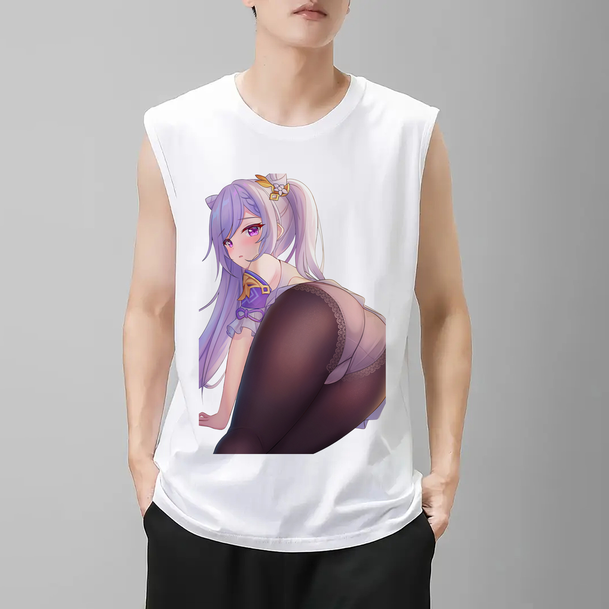 げんし神 刻晴 こくせい genshin Kokusei コットン100％タンクトップ（フロントプリント）