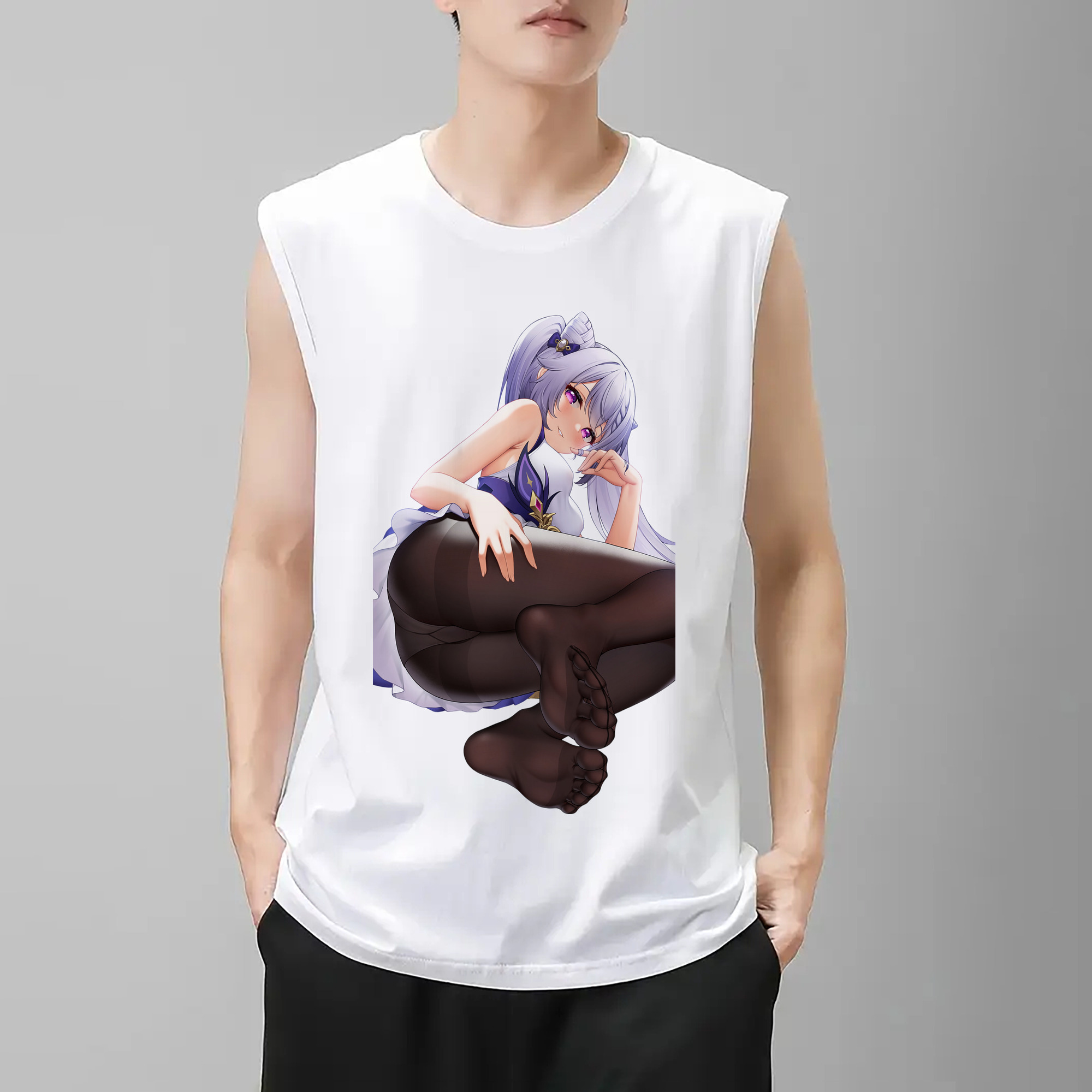 げんし神 刻晴 こくせい genshin Kokusei コットン100％タンクトップ（フロントプリント）