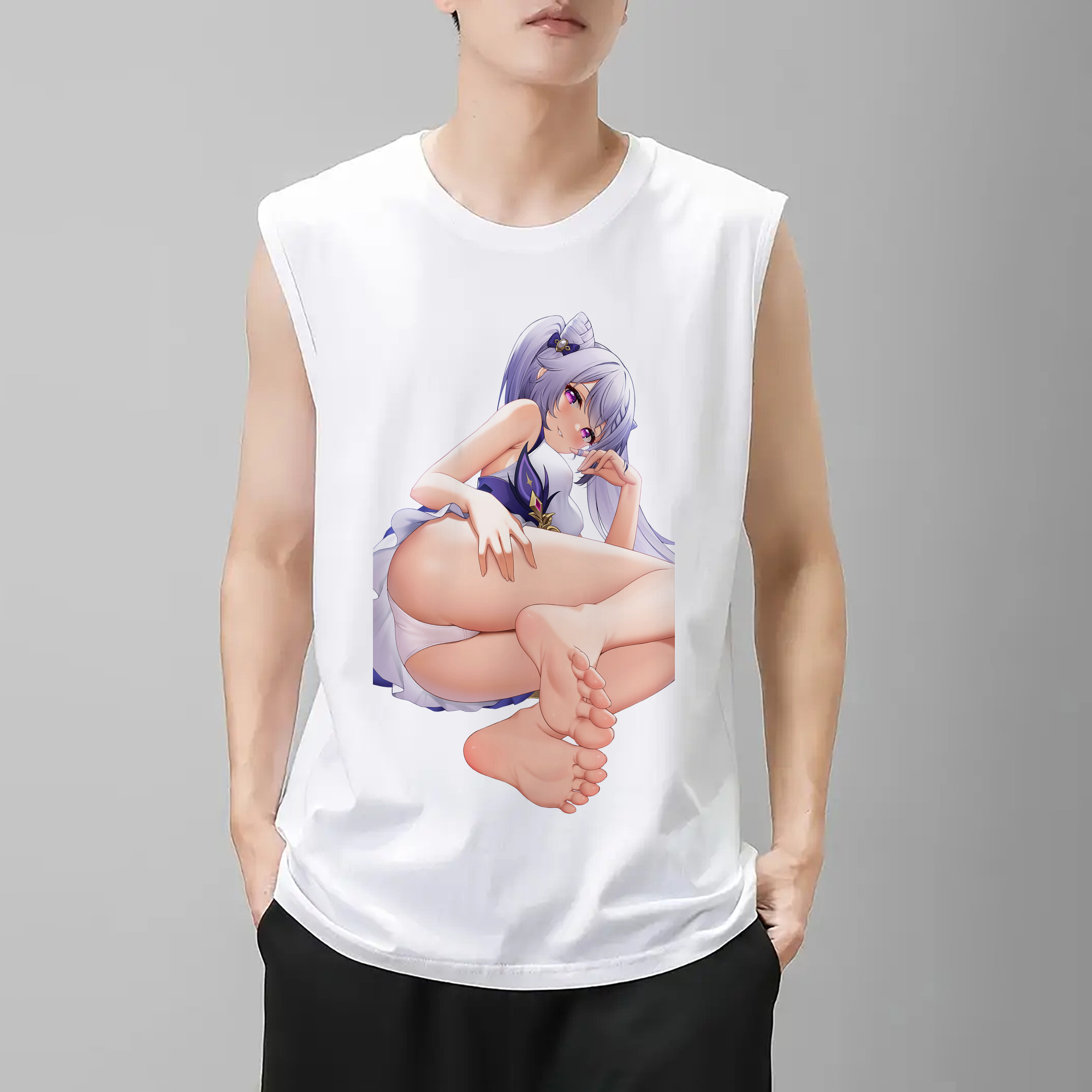 げんし神 刻晴 こくせい genshin Kokusei コットン100％タンクトップ（フロントプリント）