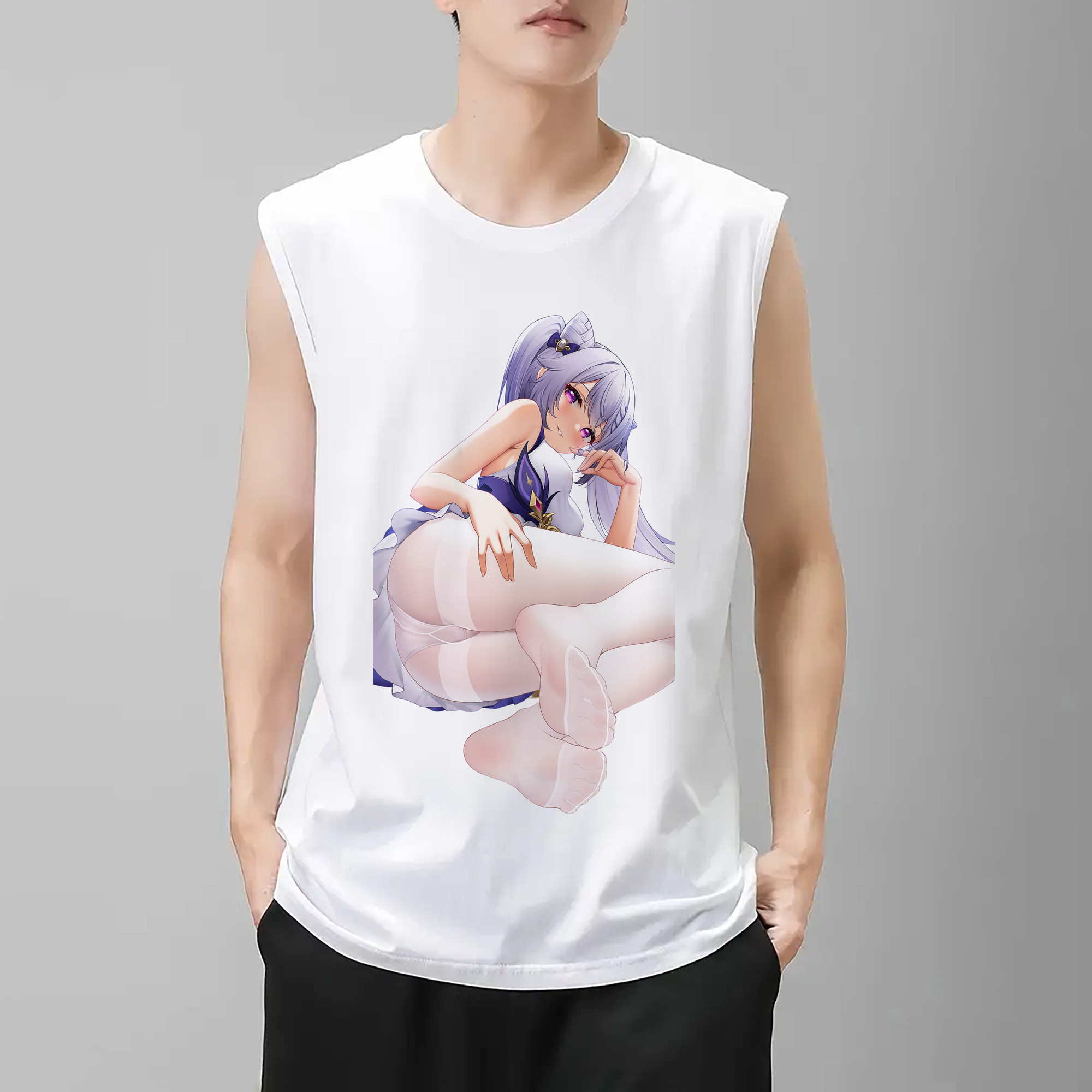 げんし神 刻晴 こくせい genshin Kokusei コットン100％タンクトップ（フロントプリント）