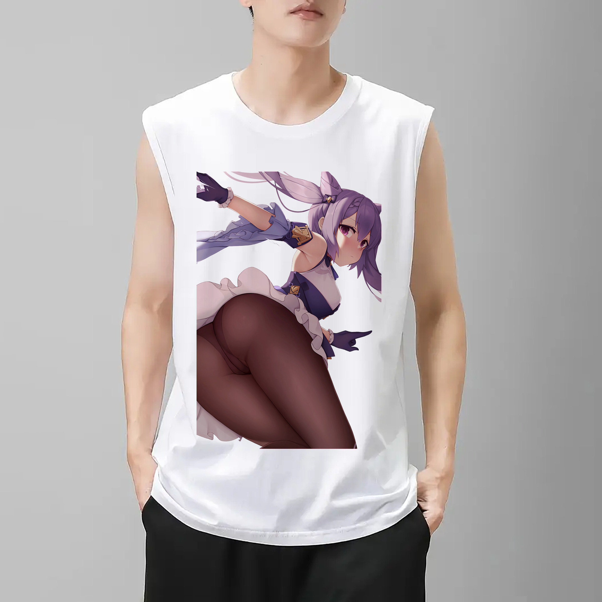 げんし神 刻晴 こくせい genshin Kokusei コットン100％タンクトップ（フロントプリント）