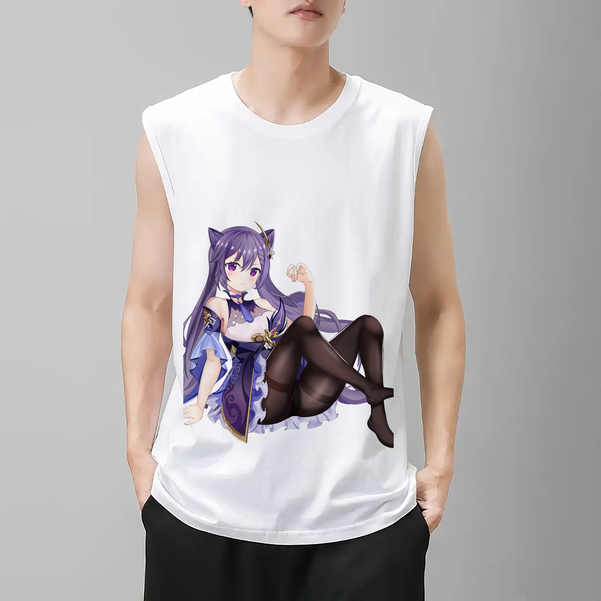 げんし神 刻晴 こくせい genshin Kokusei コットン100％タンクトップ（フロントプリント）
