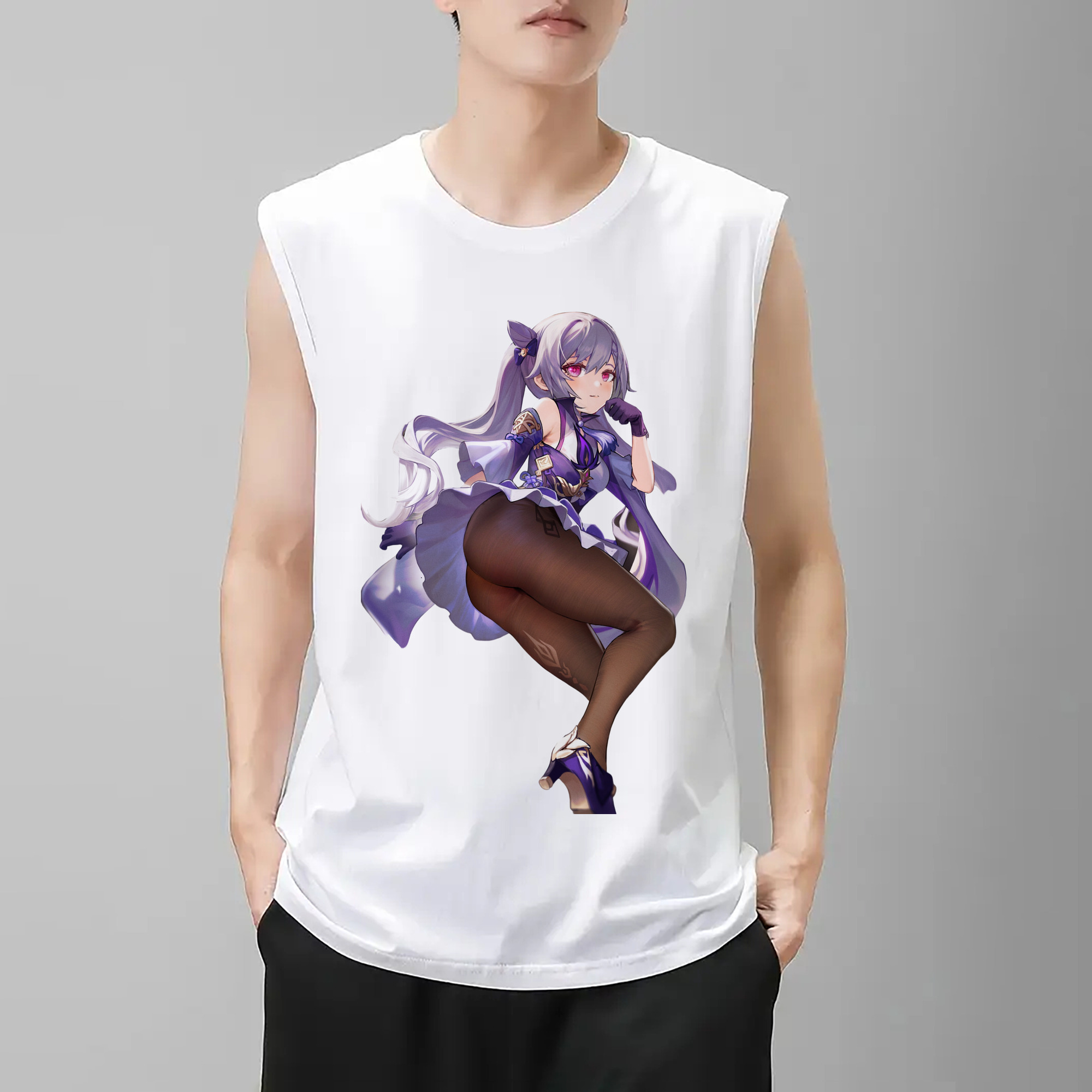 げんし神 刻晴 こくせい genshin Kokusei コットン100％タンクトップ（フロントプリント）