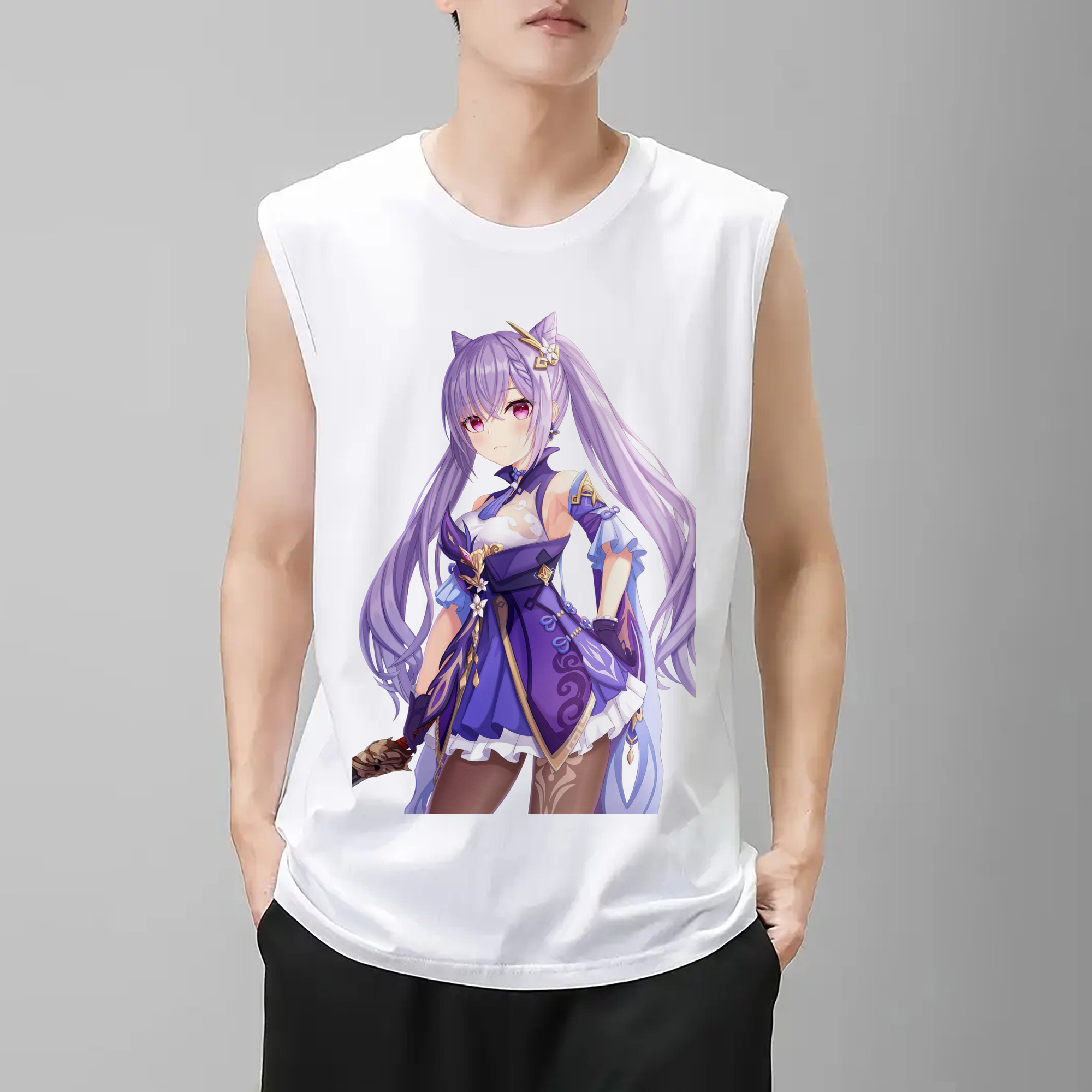 げんし神 刻晴 こくせい genshin Kokusei コットン100％タンクトップ（フロントプリント）