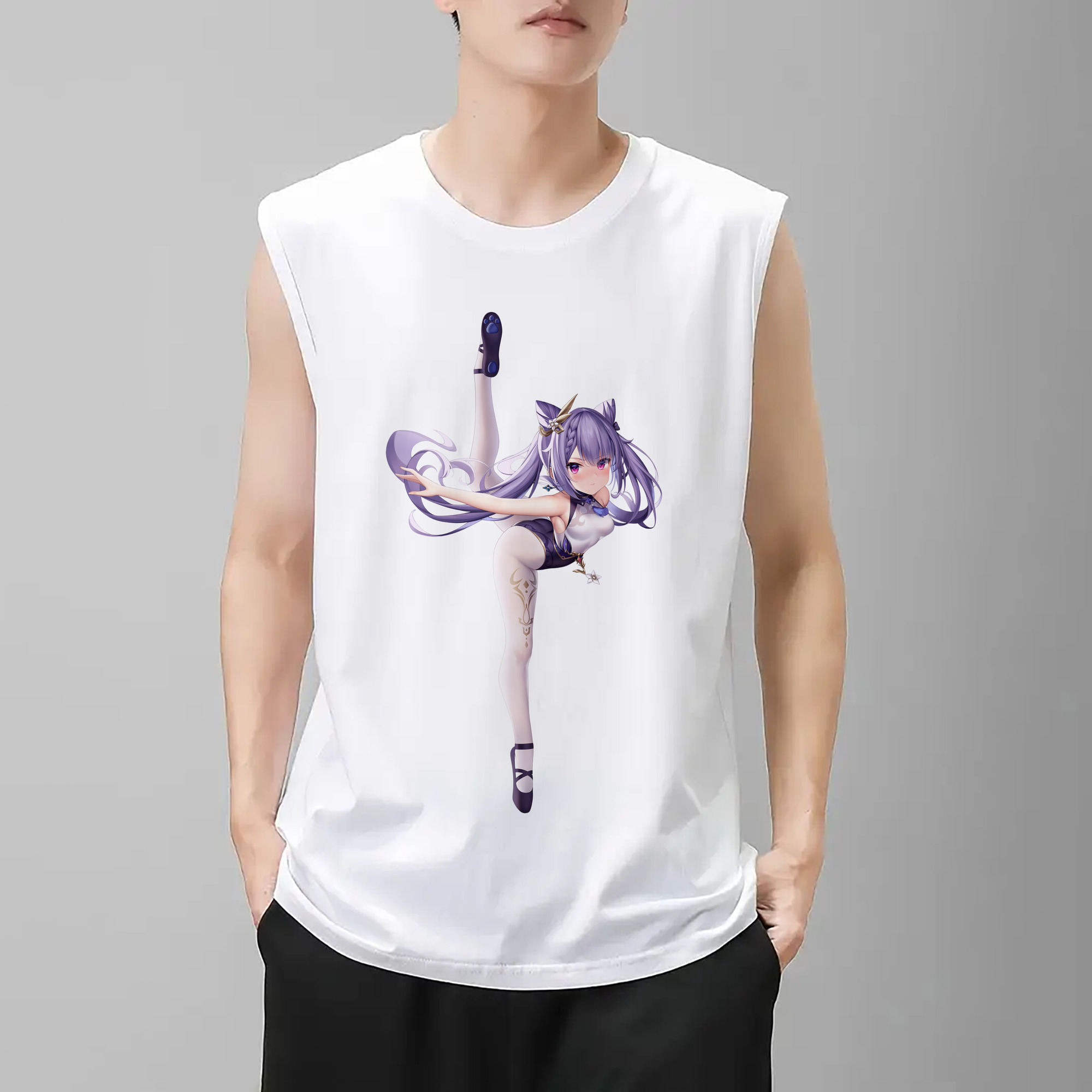 げんし神 刻晴 こくせい genshin Kokusei コットン100％タンクトップ（フロントプリント）