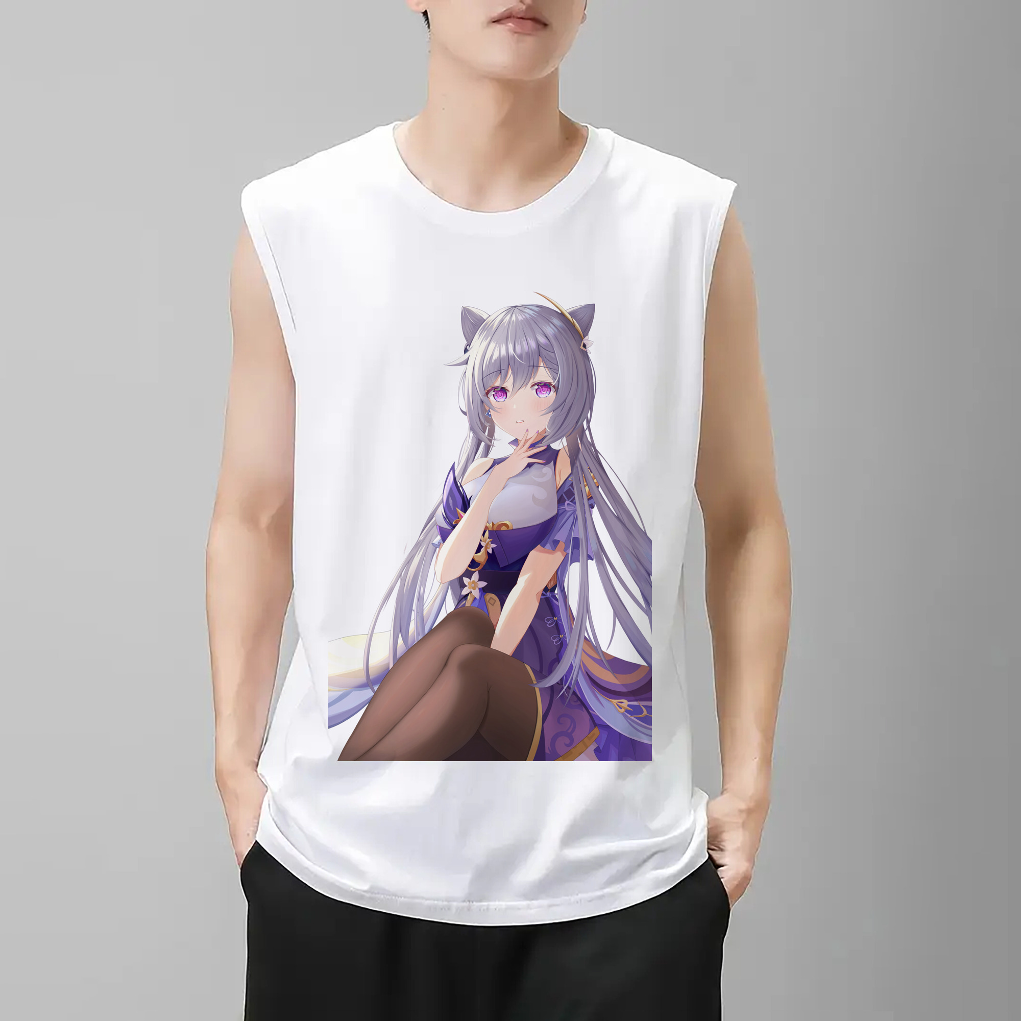 げんし神 刻晴 こくせい genshin Kokusei コットン100％タンクトップ（フロントプリント）
