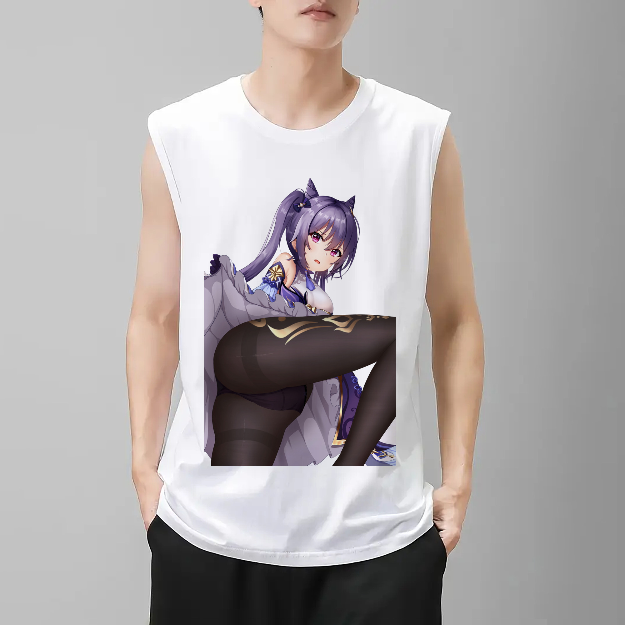 げんし神 刻晴 こくせい genshin Kokusei コットン100％タンクトップ（フロントプリント）