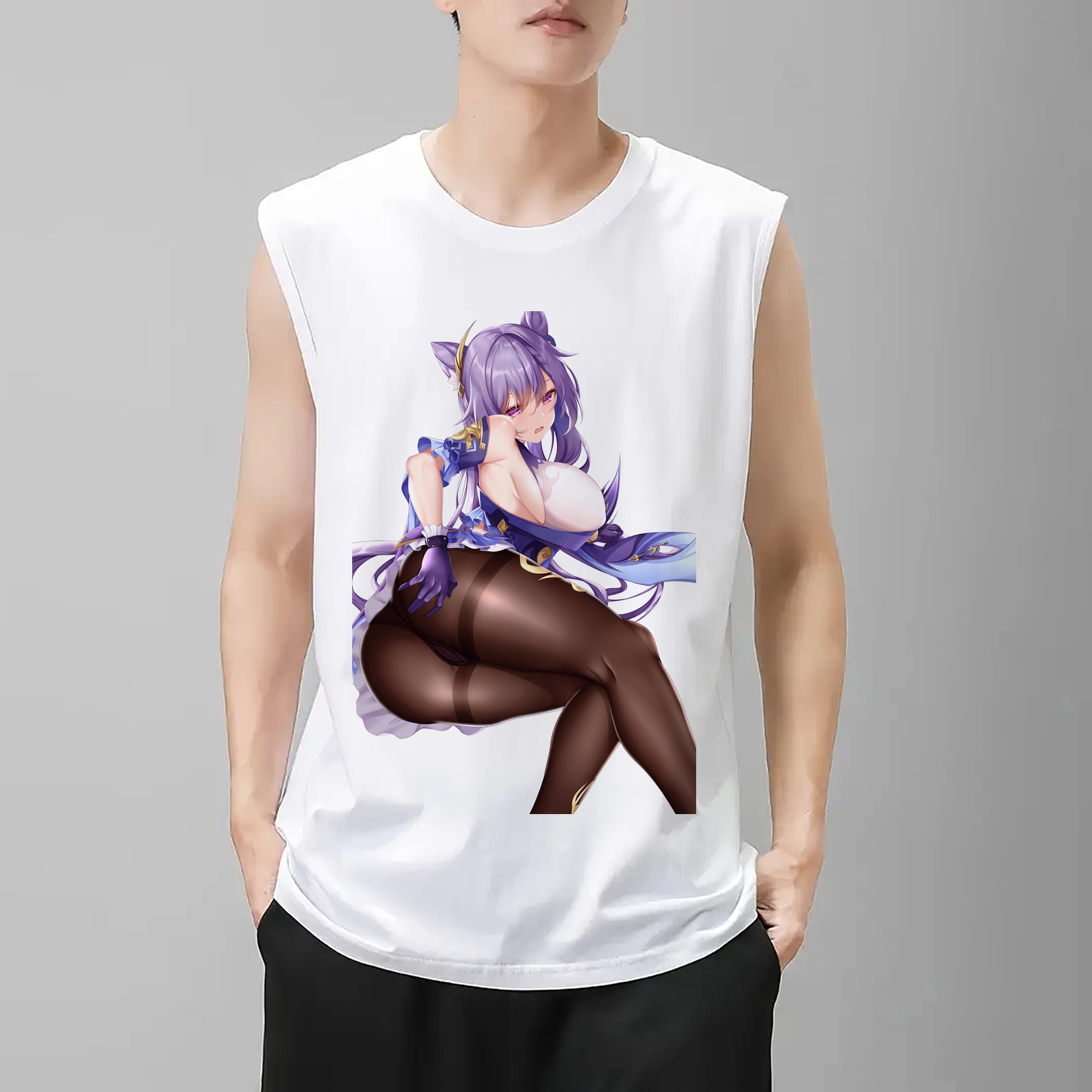 げんし神 刻晴 こくせい genshin Kokusei コットン100％タンクトップ（フロントプリント）