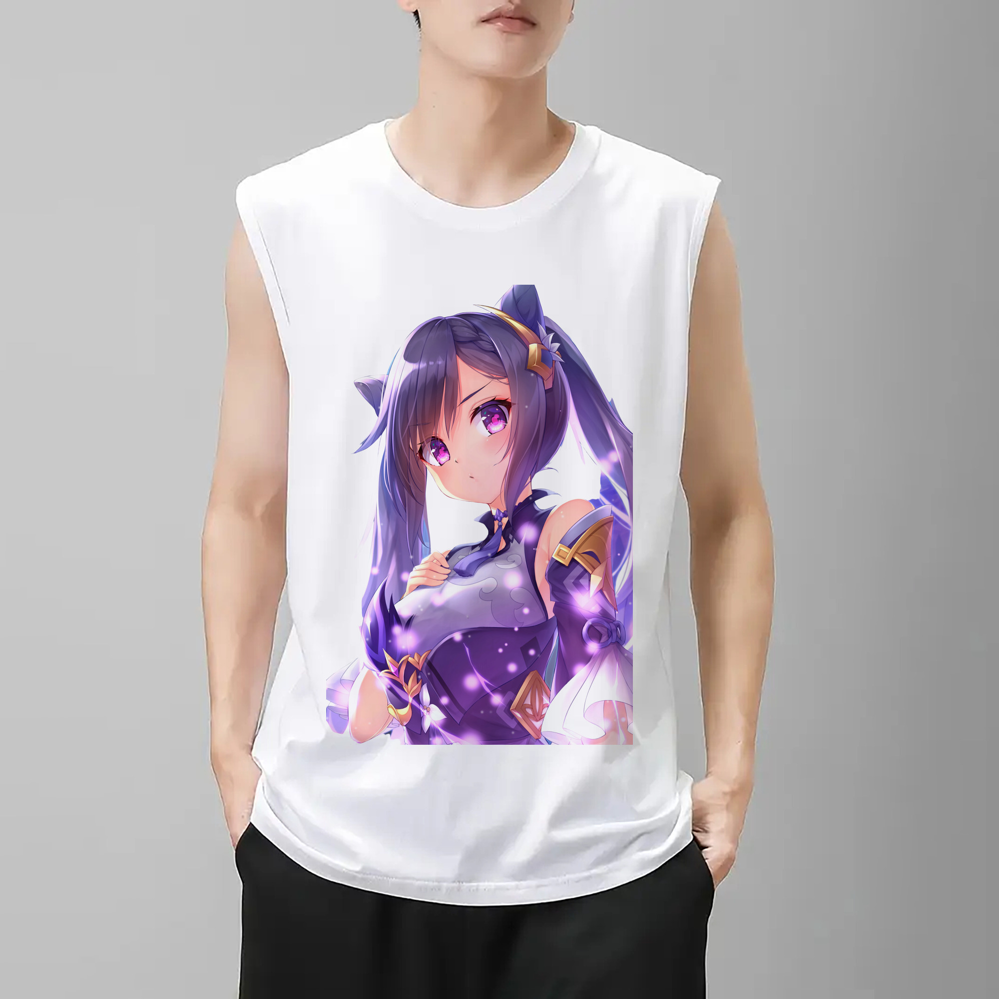 げんし神 刻晴 こくせい genshin Kokusei コットン100％タンクトップ（フロントプリント）