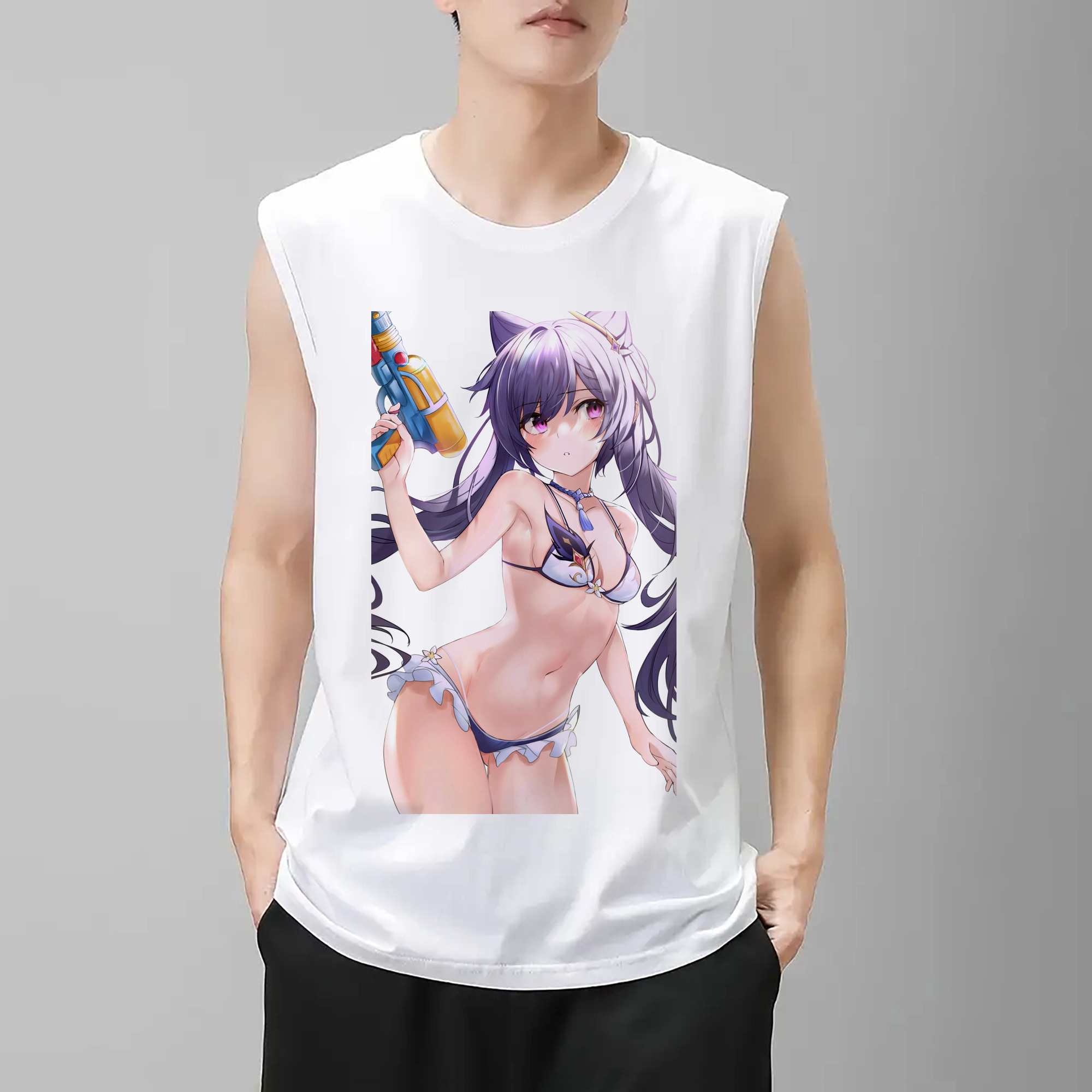 げんし神 刻晴 こくせい genshin Kokusei コットン100％タンクトップ（フロントプリント）