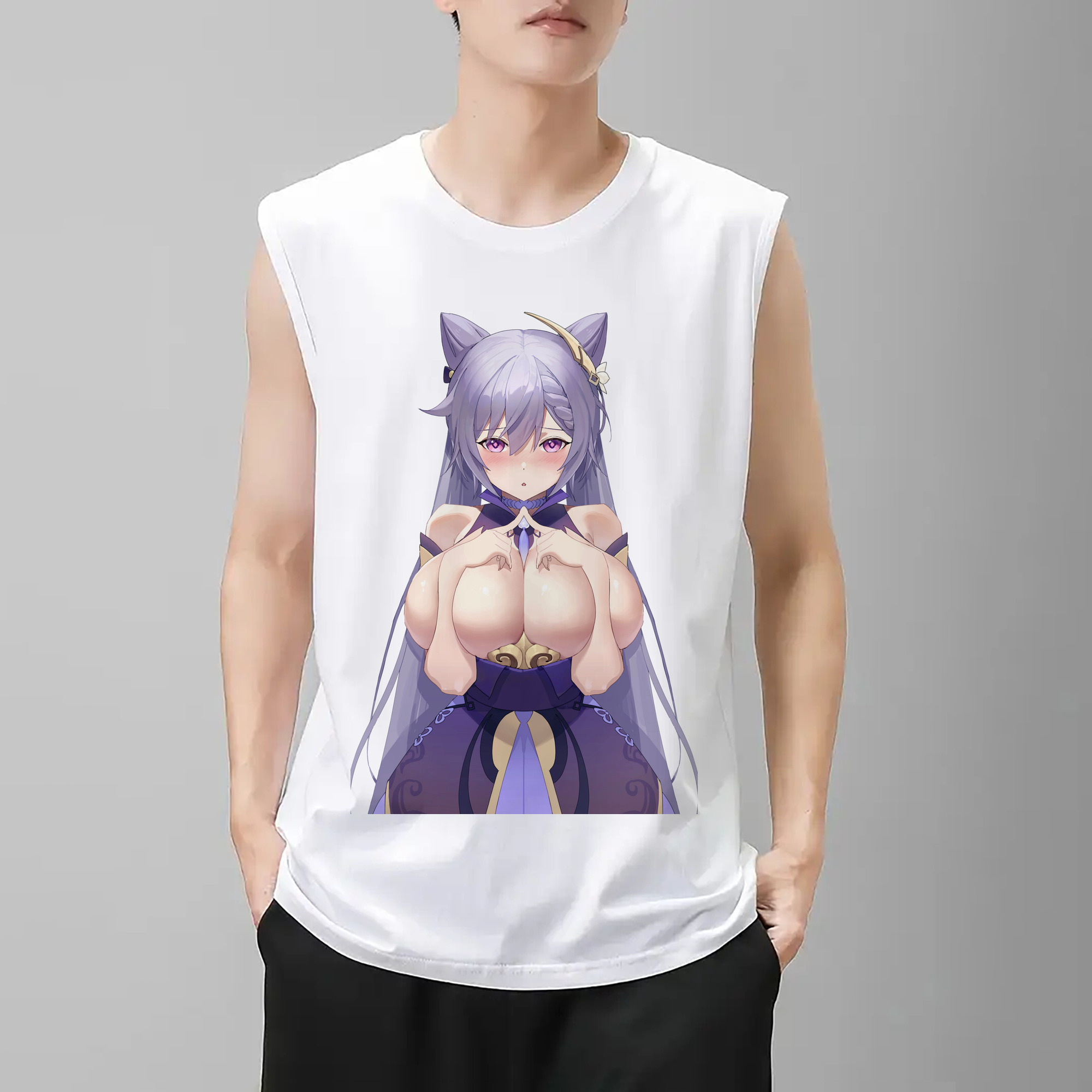 げんし神 刻晴 こくせい genshin Kokusei コットン100％タンクトップ（フロントプリント）