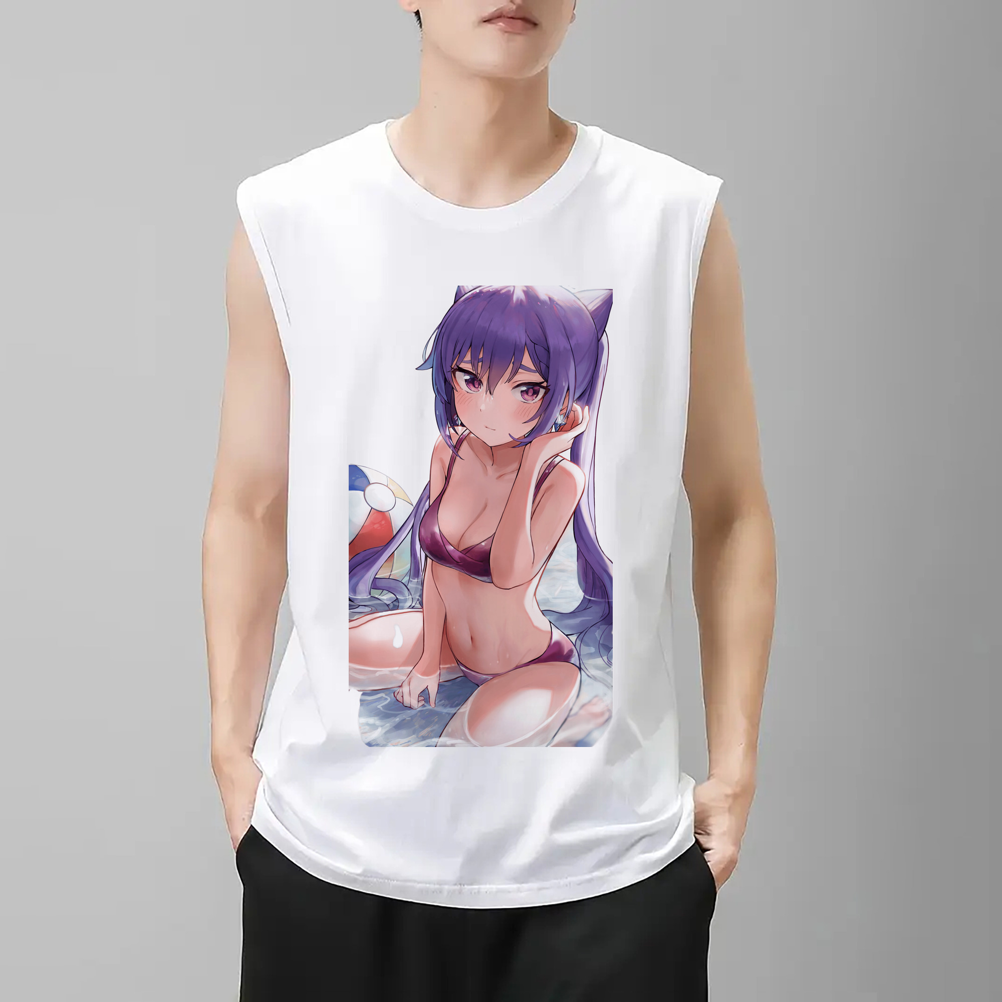 げんし神 刻晴 こくせい genshin Kokusei コットン100％タンクトップ（フロントプリント）