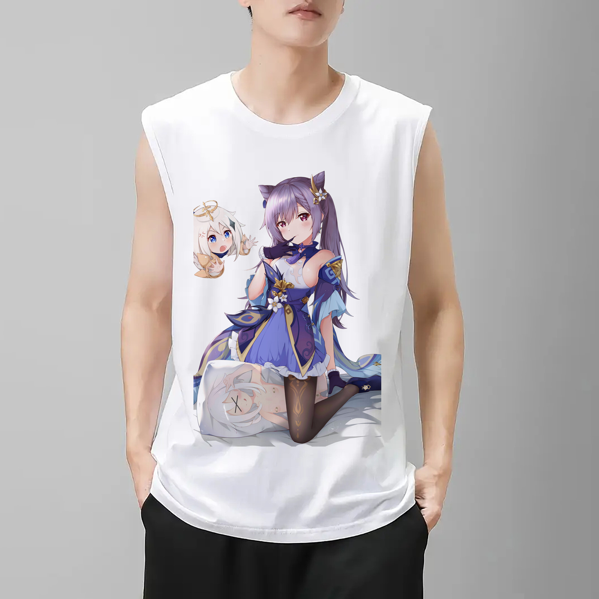 げんし神 刻晴 こくせい genshin Kokusei コットン100％タンクトップ（フロントプリント）