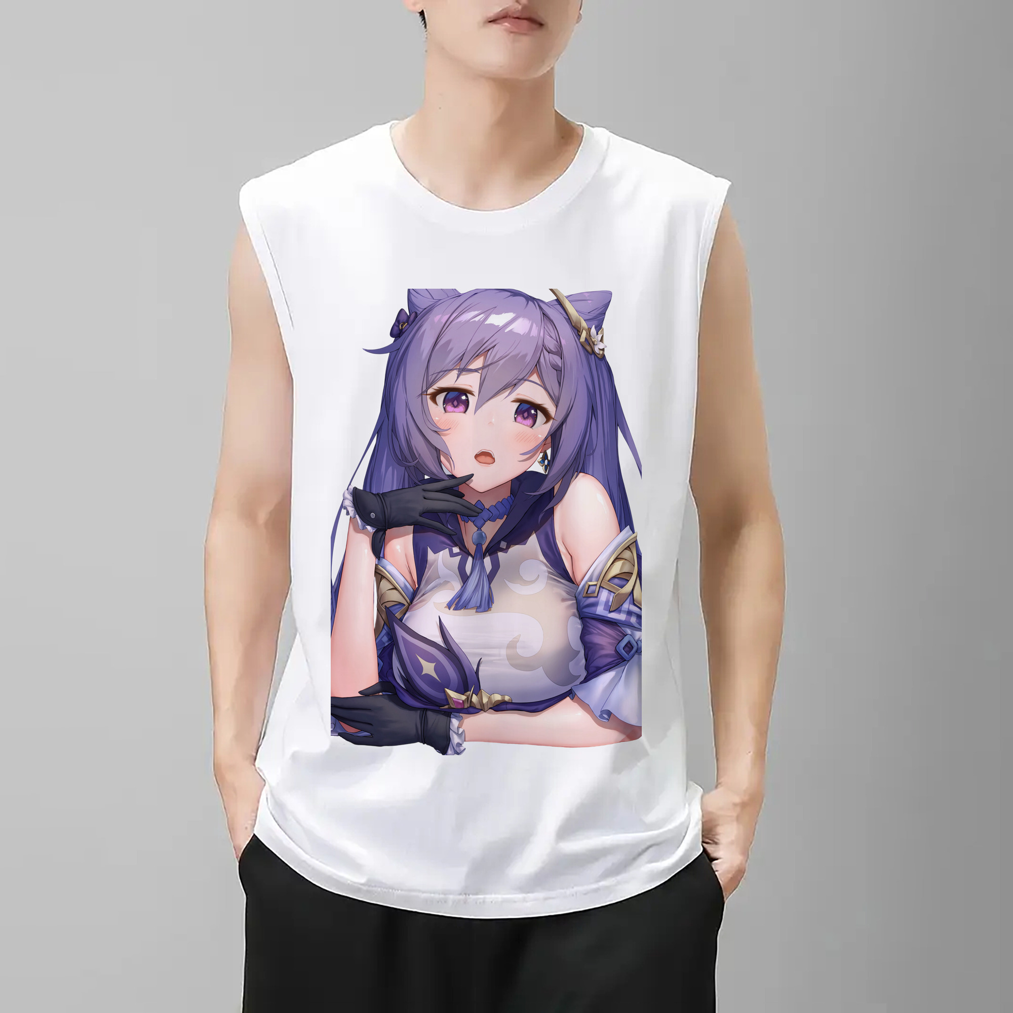 げんし神 刻晴 こくせい genshin Kokusei コットン100％タンクトップ（フロントプリント）