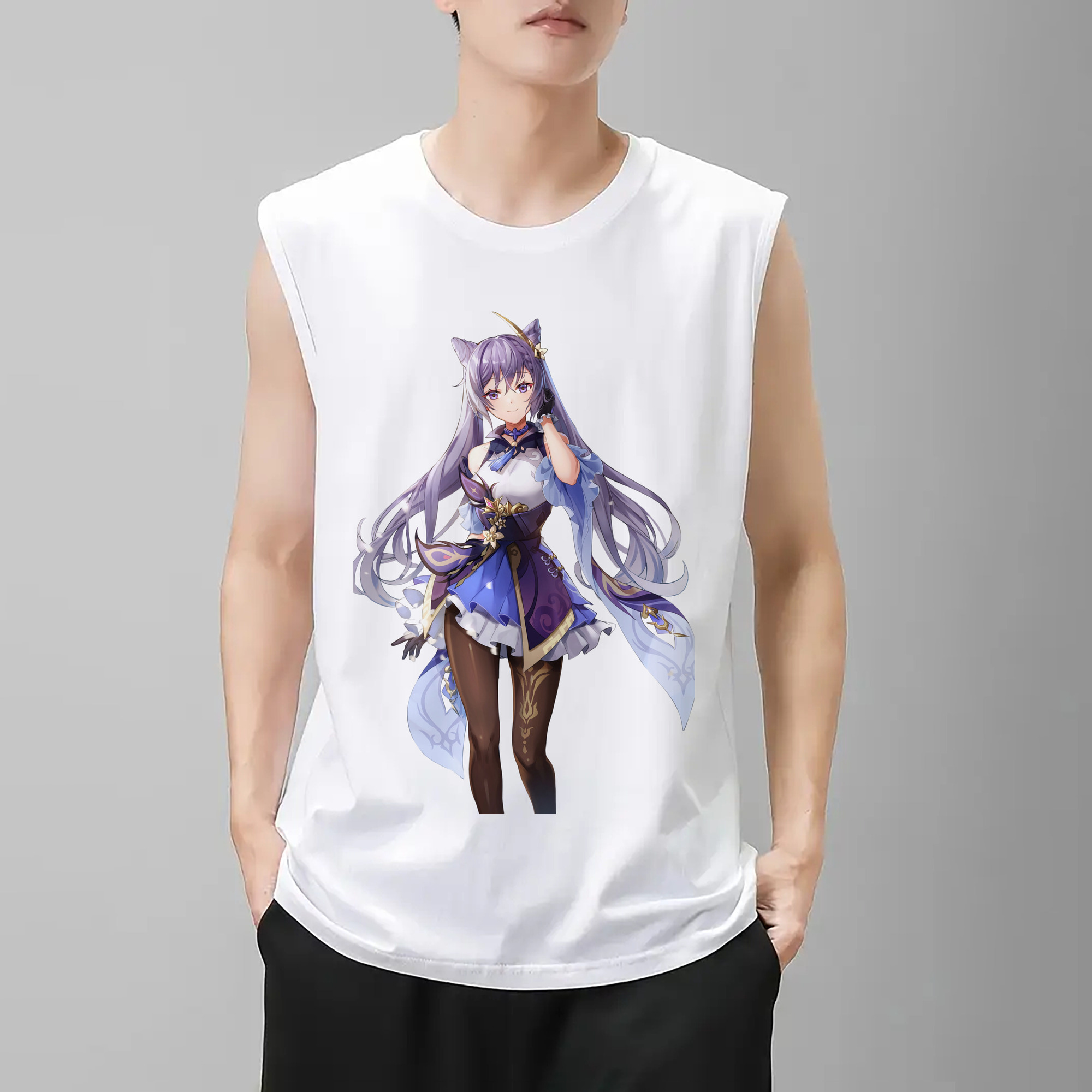 げんし神 刻晴 こくせい genshin Kokusei コットン100％タンクトップ（フロントプリント）