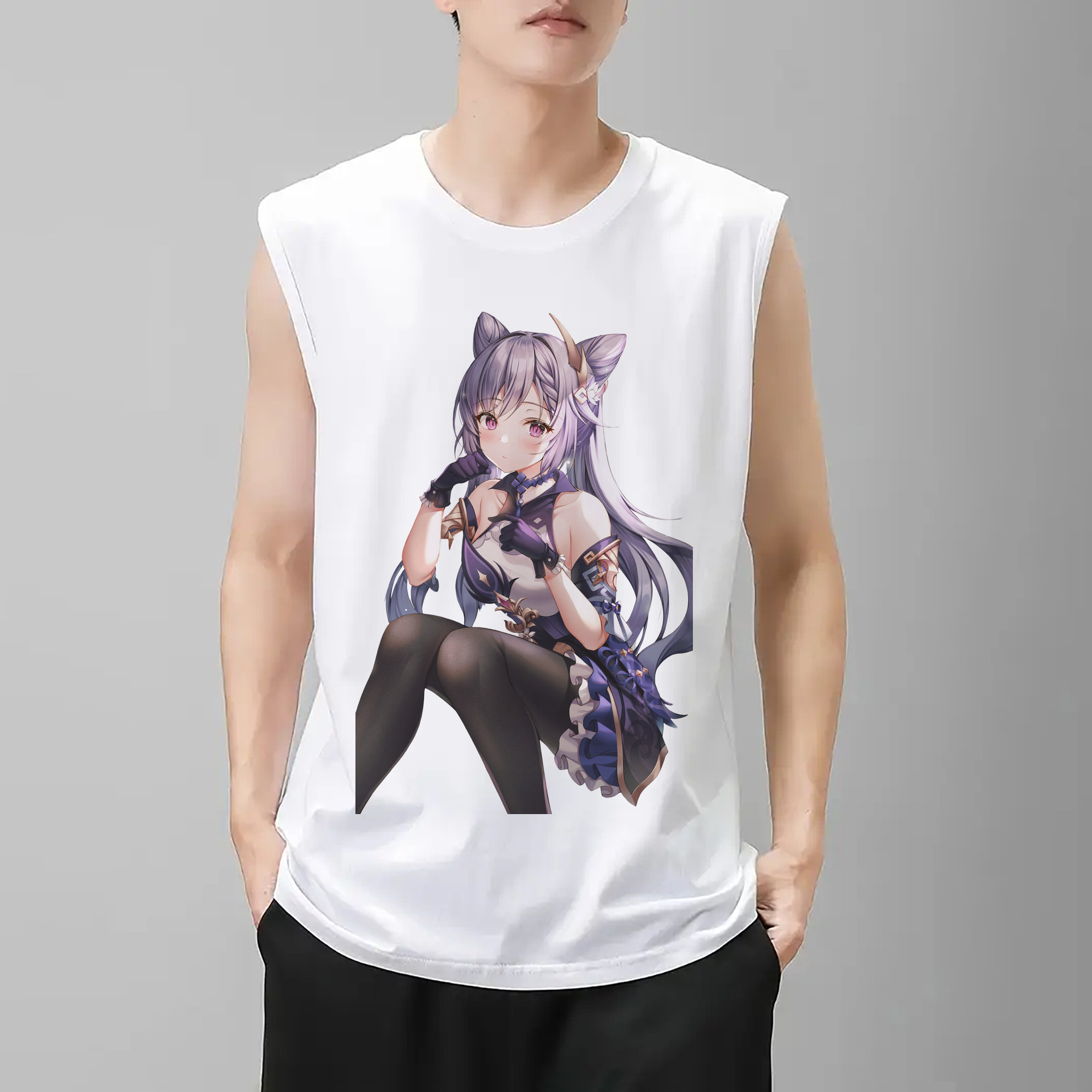 げんし神 刻晴 こくせい genshin Kokusei コットン100％タンクトップ（フロントプリント）