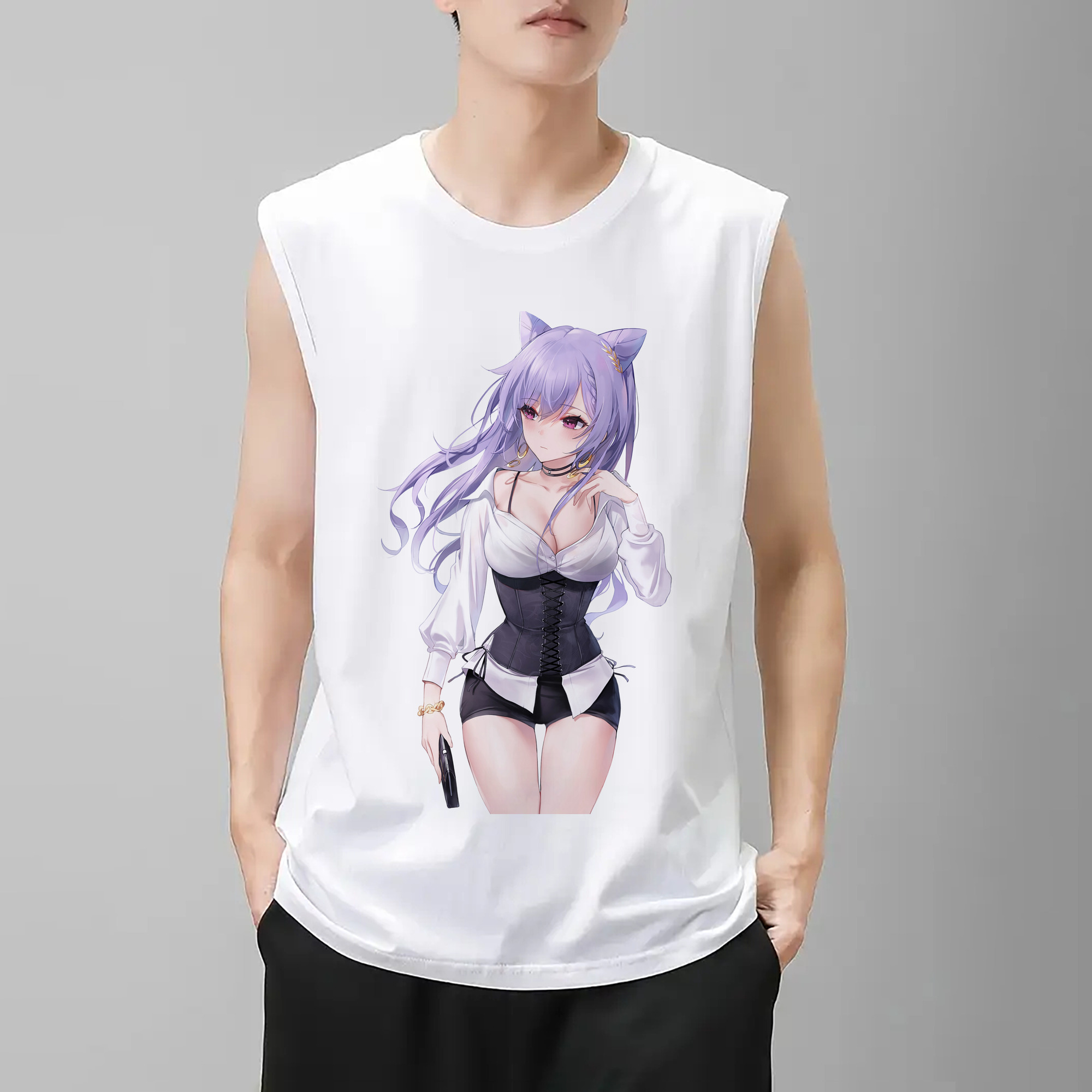 げんし神 刻晴 こくせい genshin Kokusei コットン100％タンクトップ（フロントプリント）